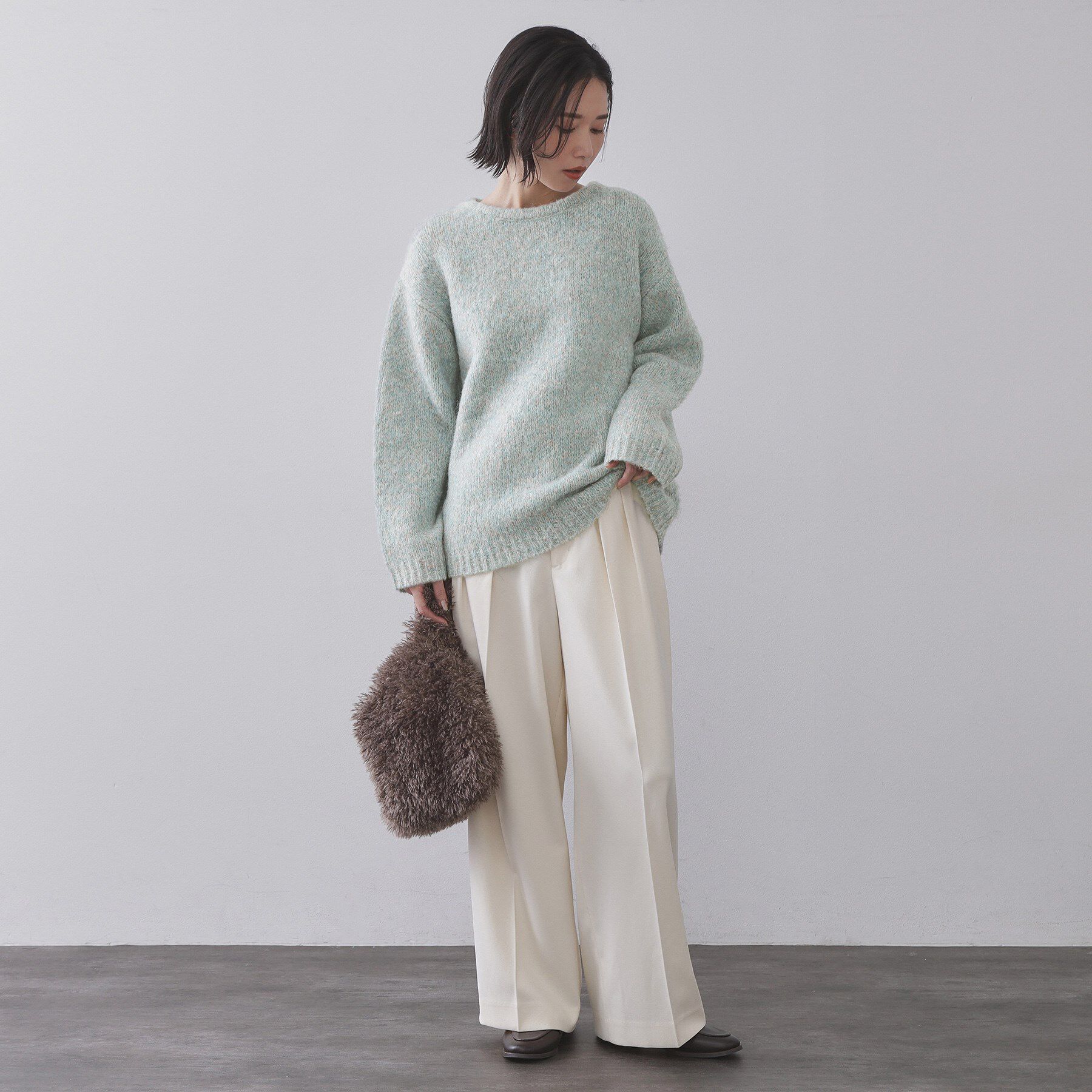 OPAQUE.CLIP「カラーMIXリラクシーミドルゲージニット【洗濯機OK】」|ニット・セーター|