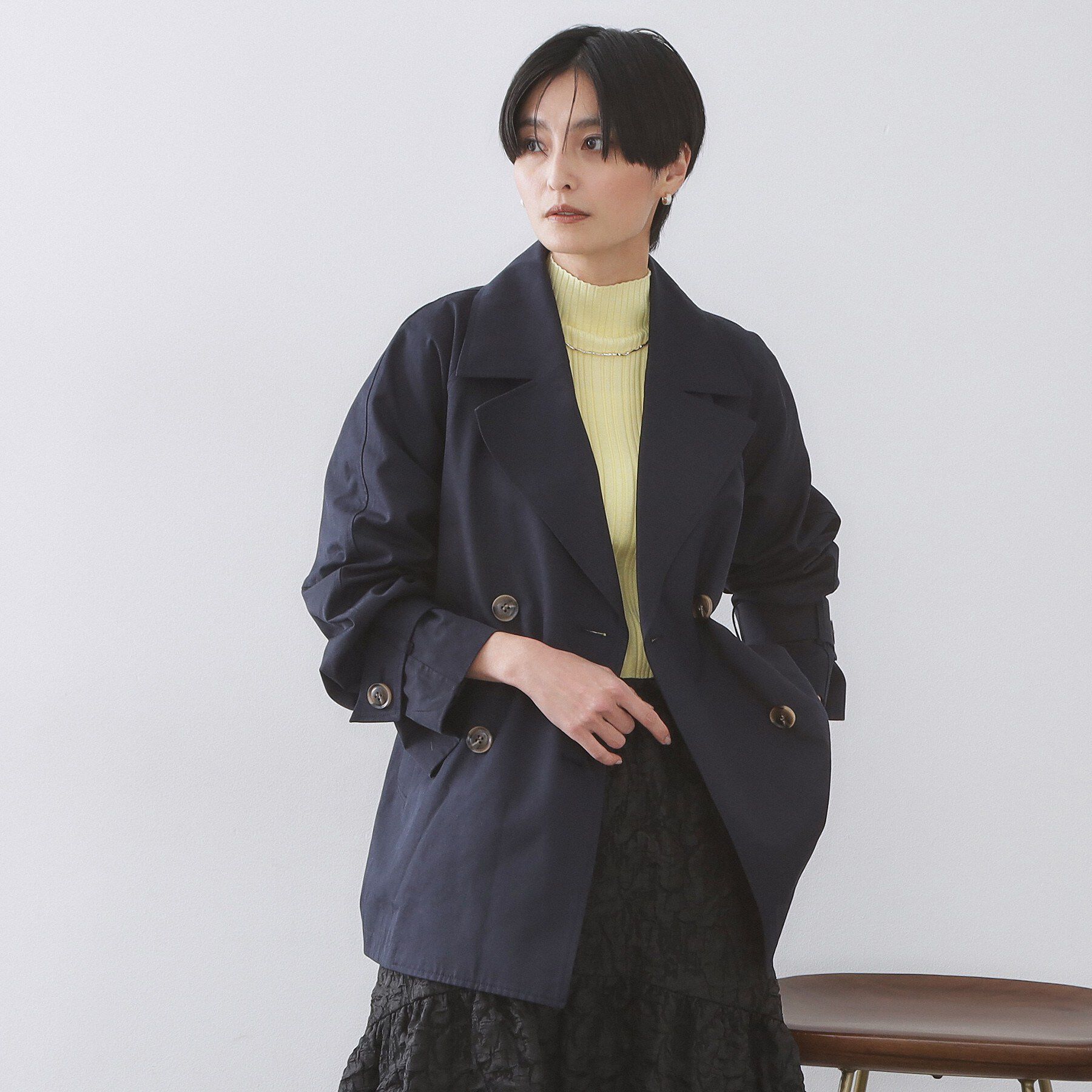 OPAQUE.CLIP「ミドルトレンチコート【洗濯機OK】」|トレンチコート|ネイビー(094)