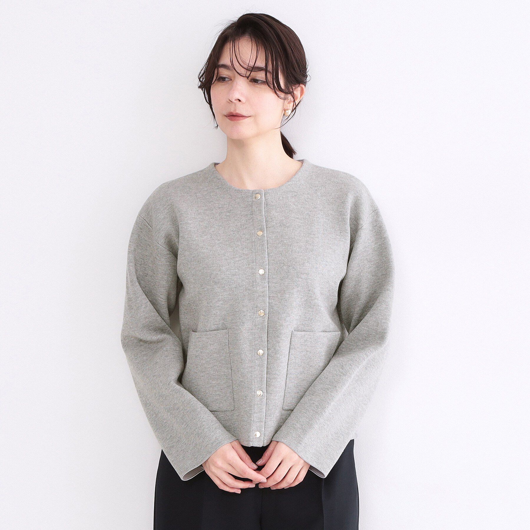 OPAQUE.CLIP「スナップボタンニットカーディガン【洗濯機OK】」|カーディガン|