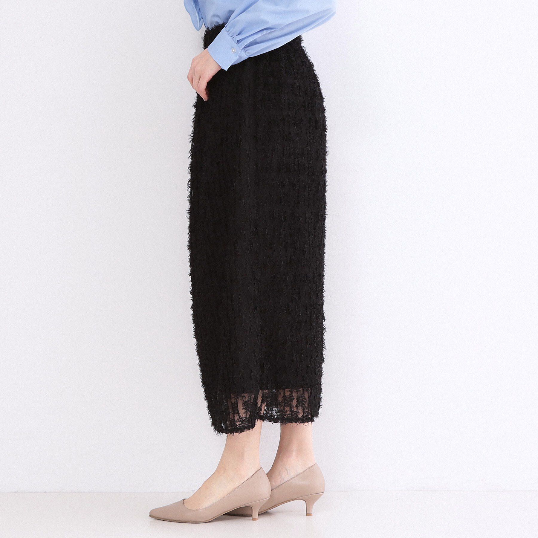OPAQUE.CLIP「フリンジジャカードナロースカート【洗濯機OK】」|スカート|