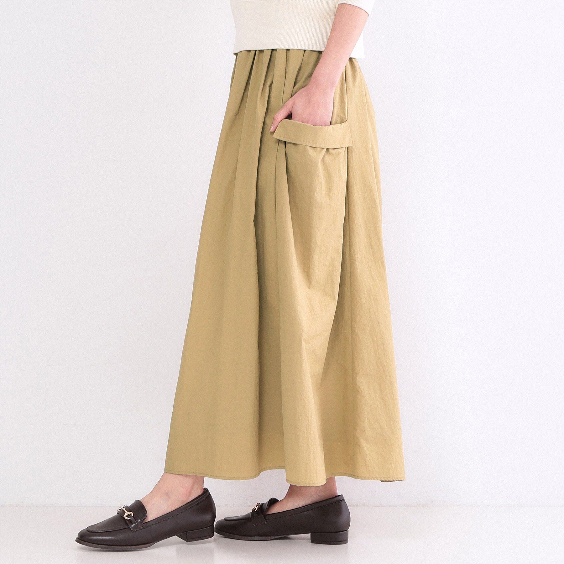 OPAQUE.CLIP「サイドポケットギャザースカート【洗濯機OK】」|スカート|