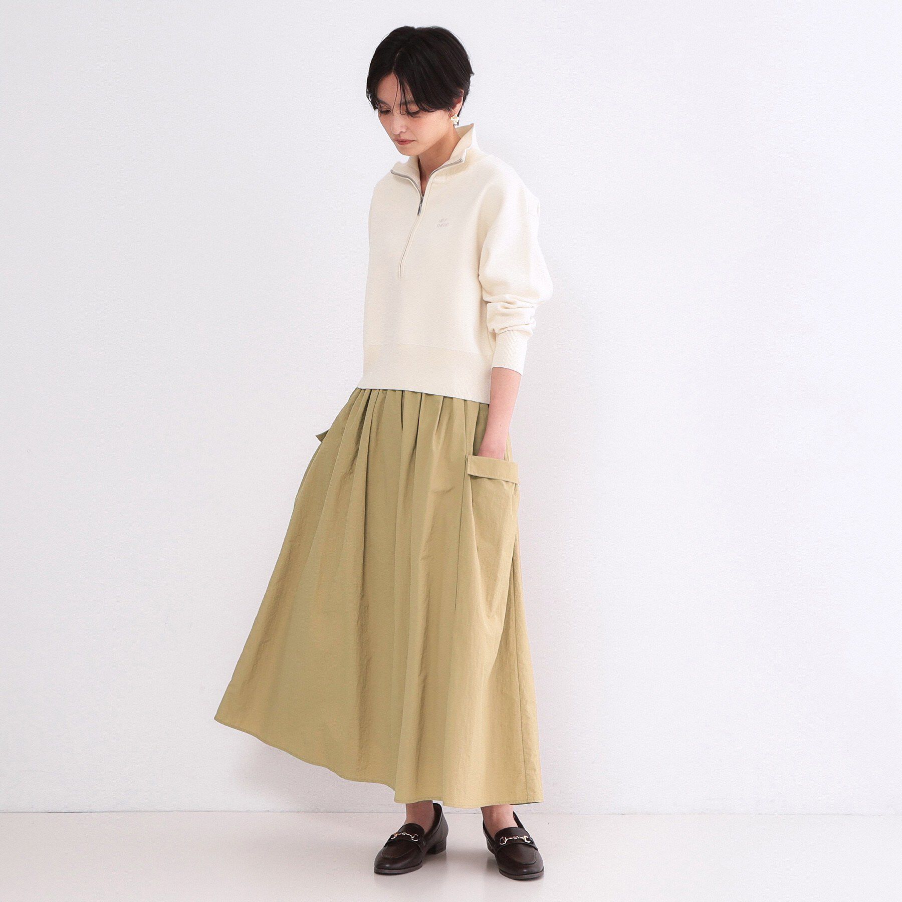 OPAQUE.CLIP「サイドポケットギャザースカート【洗濯機OK】」|スカート|