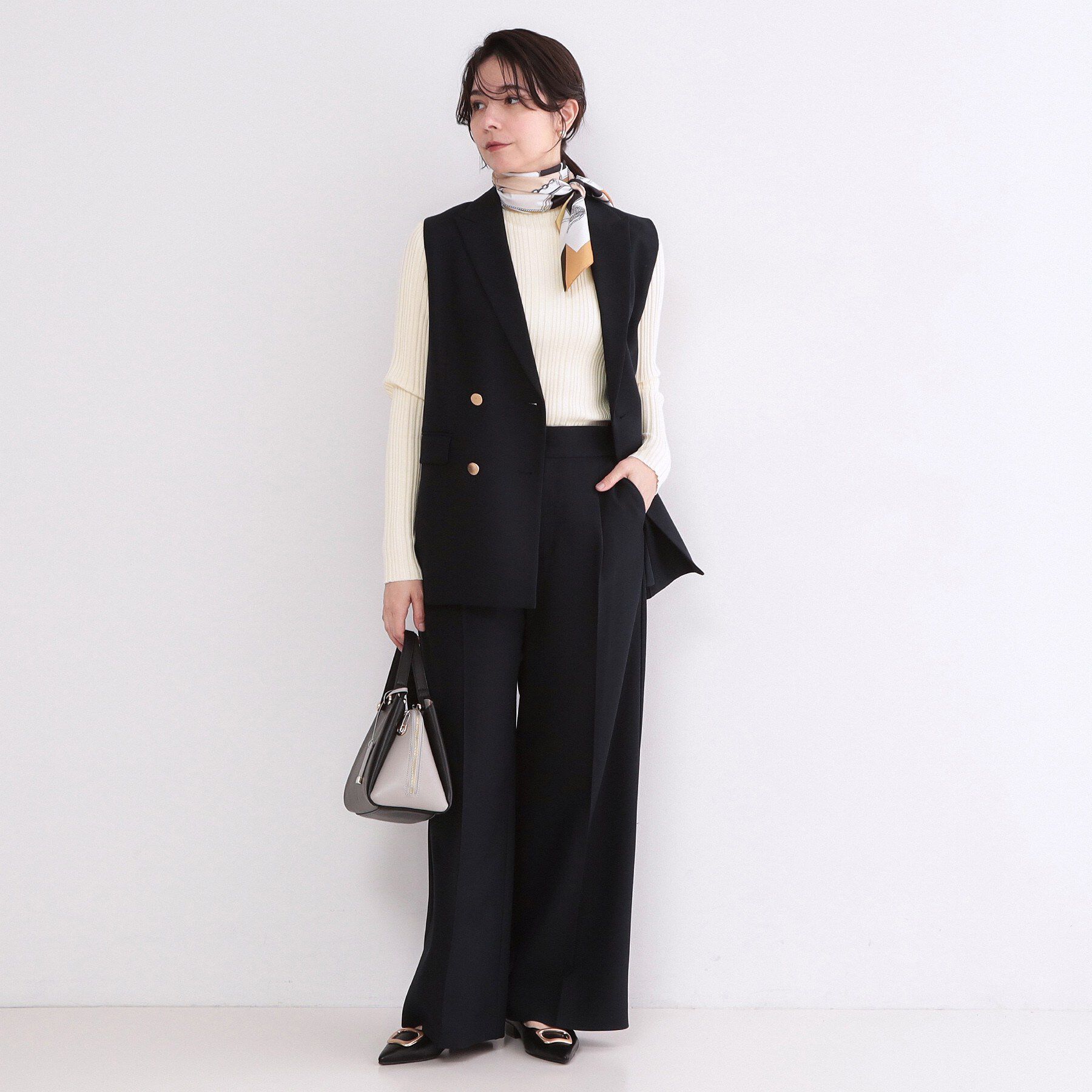 OPAQUE.CLIP「ランダムリブハイネックニット【洗濯機OK】」|ニット・セーター|