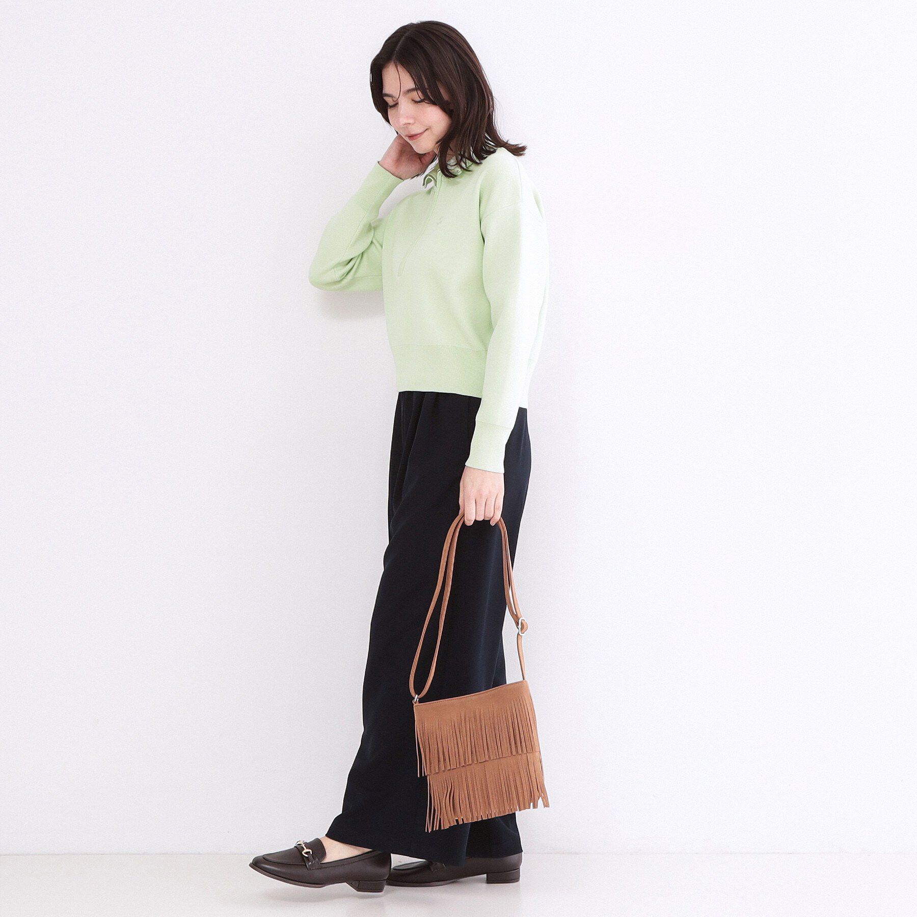 OPAQUE.CLIP「ハーフZIP刺繍ロゴニット【洗濯機OK】」|ニット・セーター|