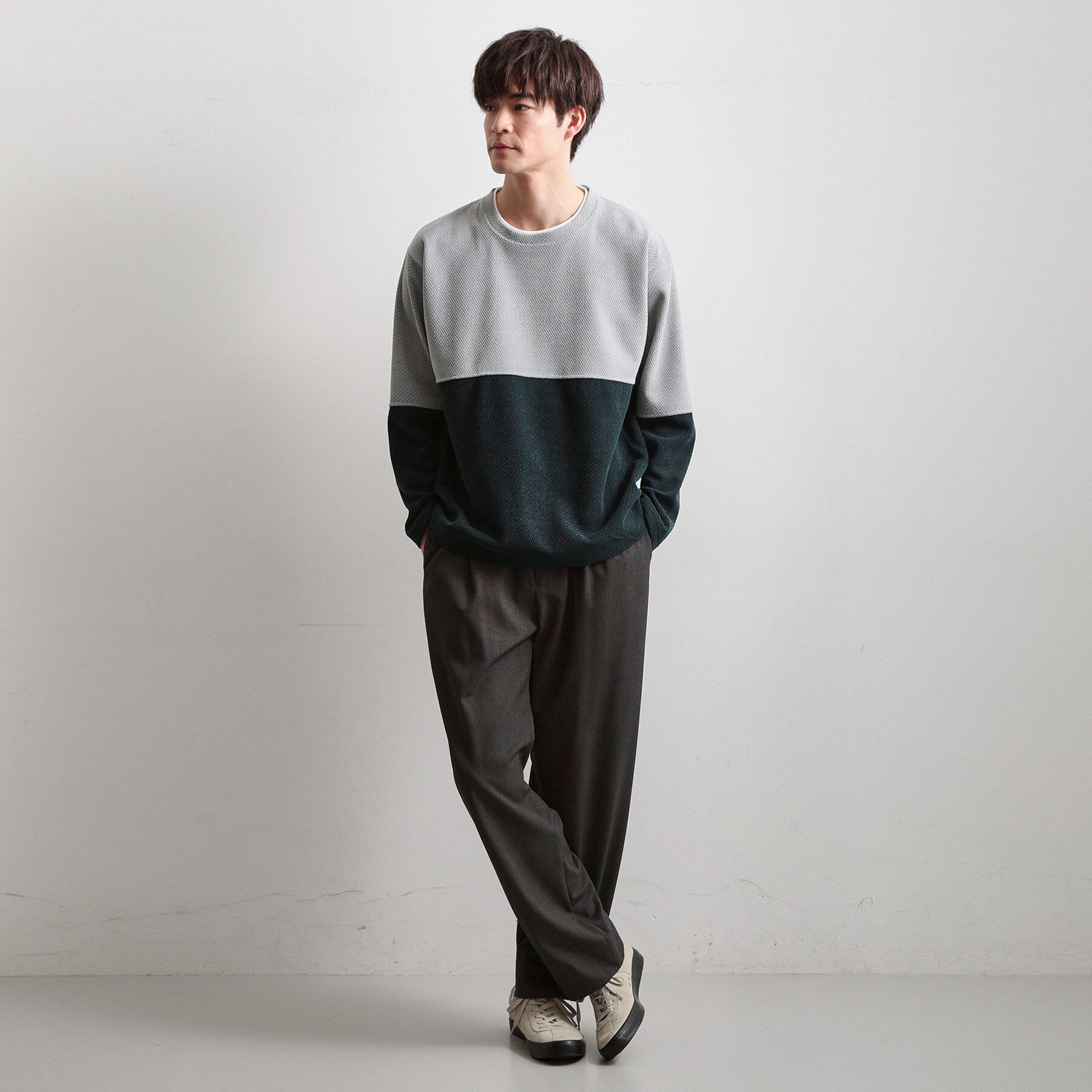 THE SHOP TK「バイカラー モール風長袖Tシャツ」|Tシャツ・カットソー|