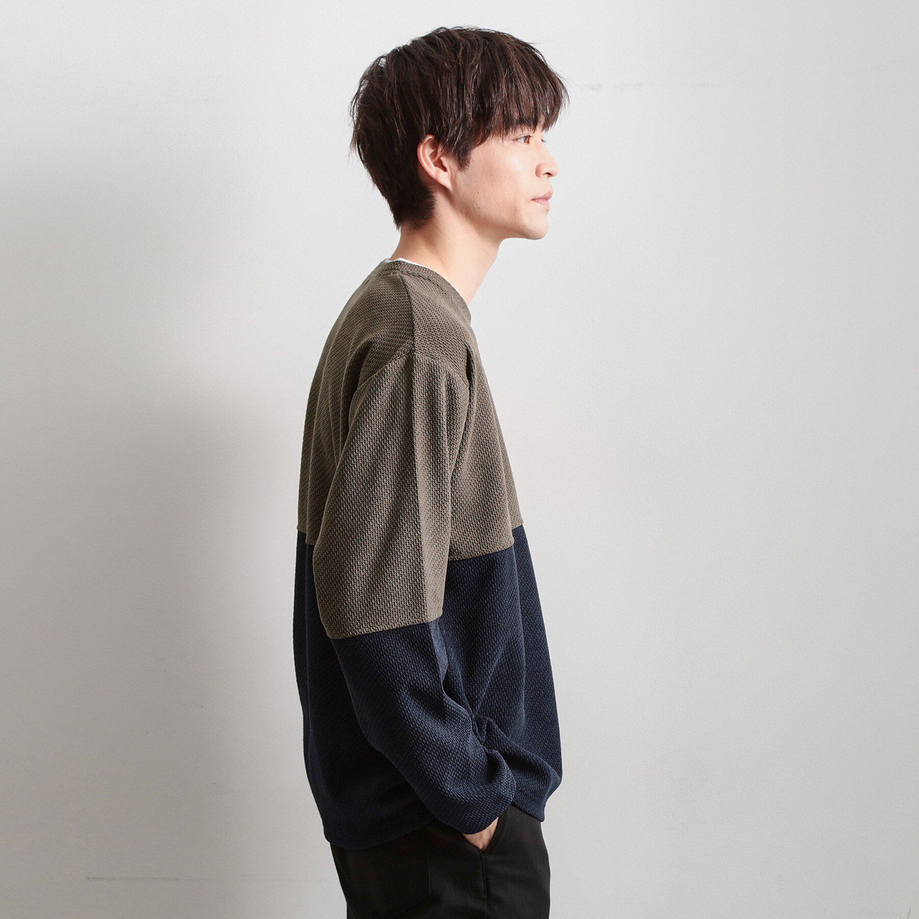 THE SHOP TK「バイカラー モール風長袖Tシャツ」|Tシャツ・カットソー|