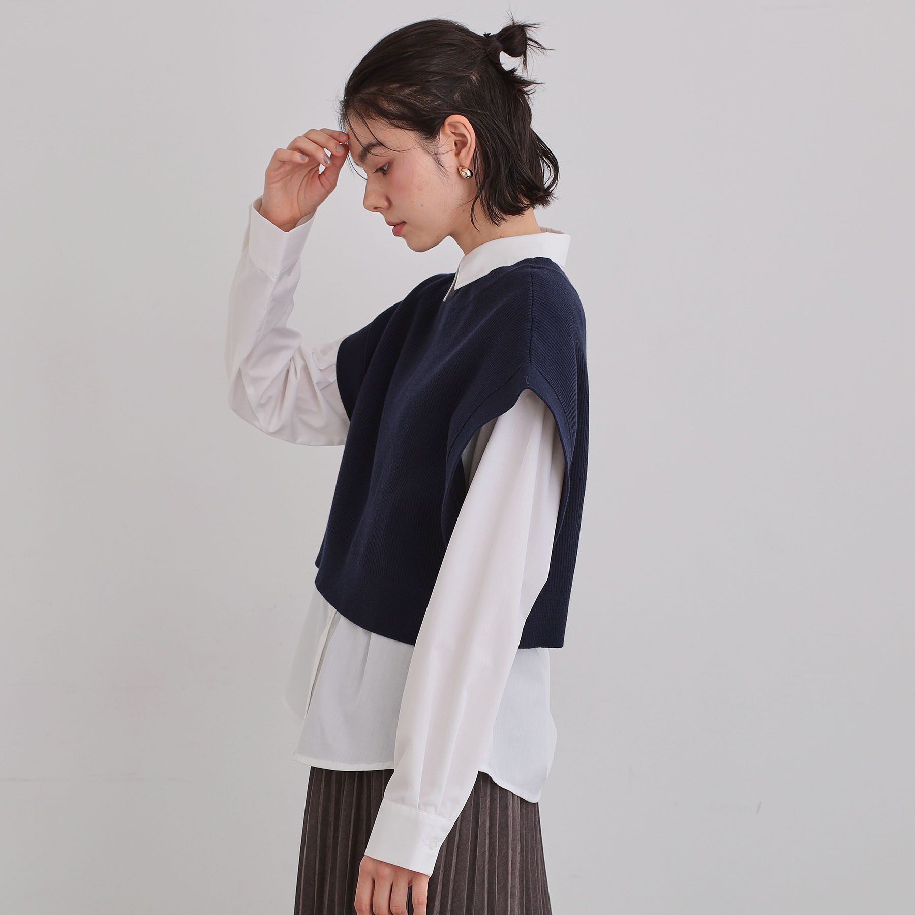 THE SHOP TK「【2点セット】レイヤードスタイルでこなれ見え ニットベスト＆シャツ」|その他|