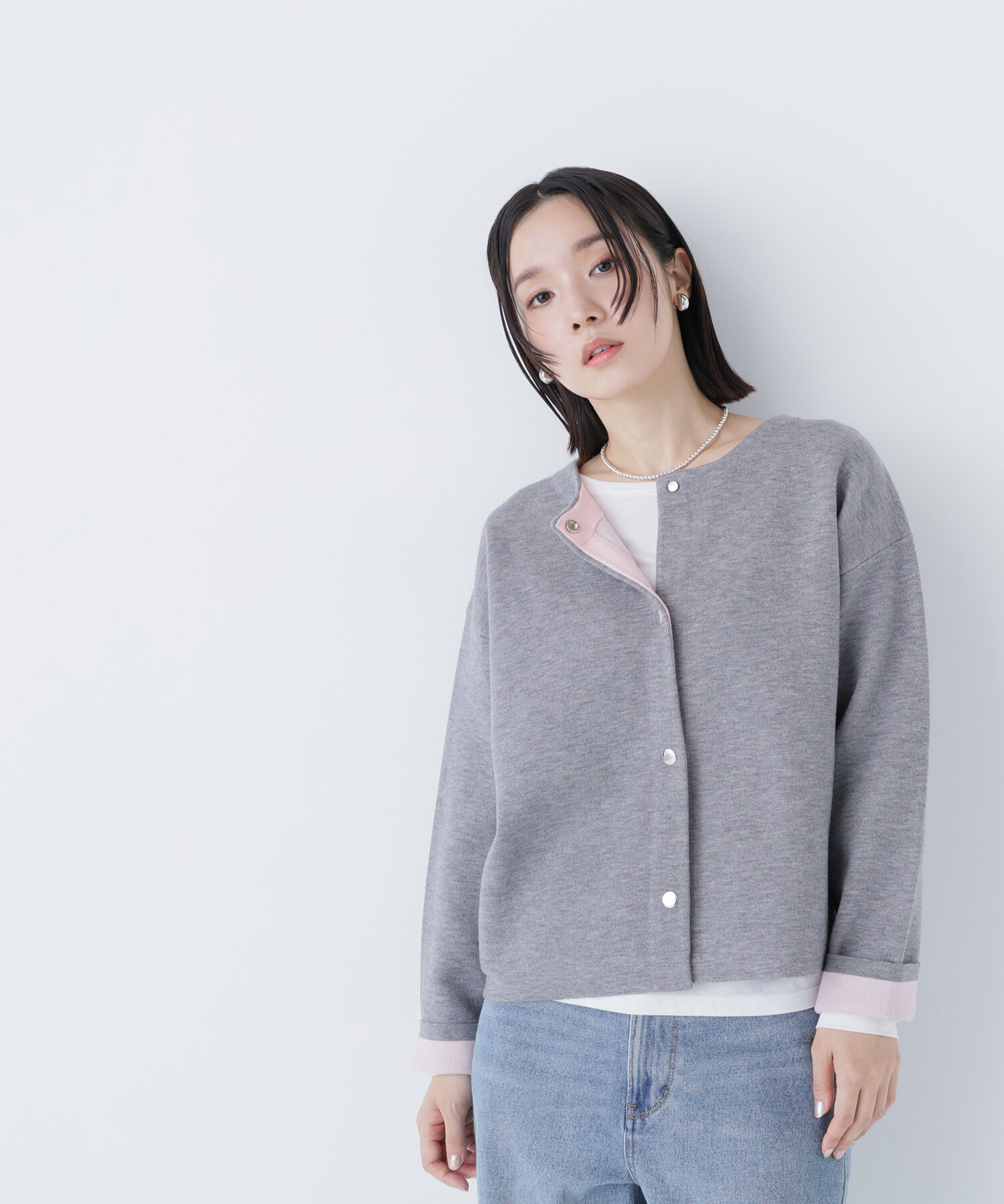  「バイカラー接結カーディガン」|ニット・セーター|