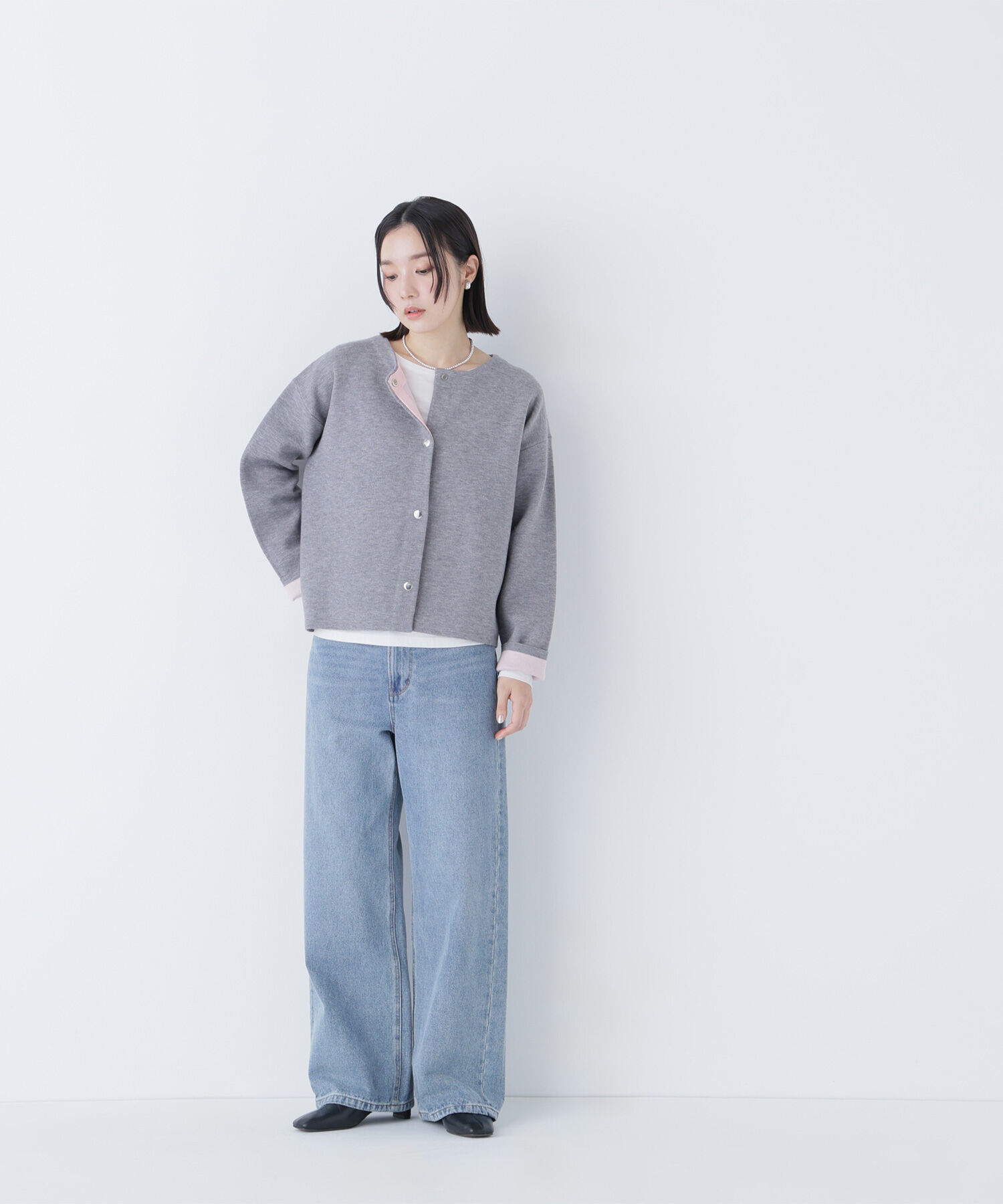  「バイカラー接結カーディガン」|ニット・セーター|