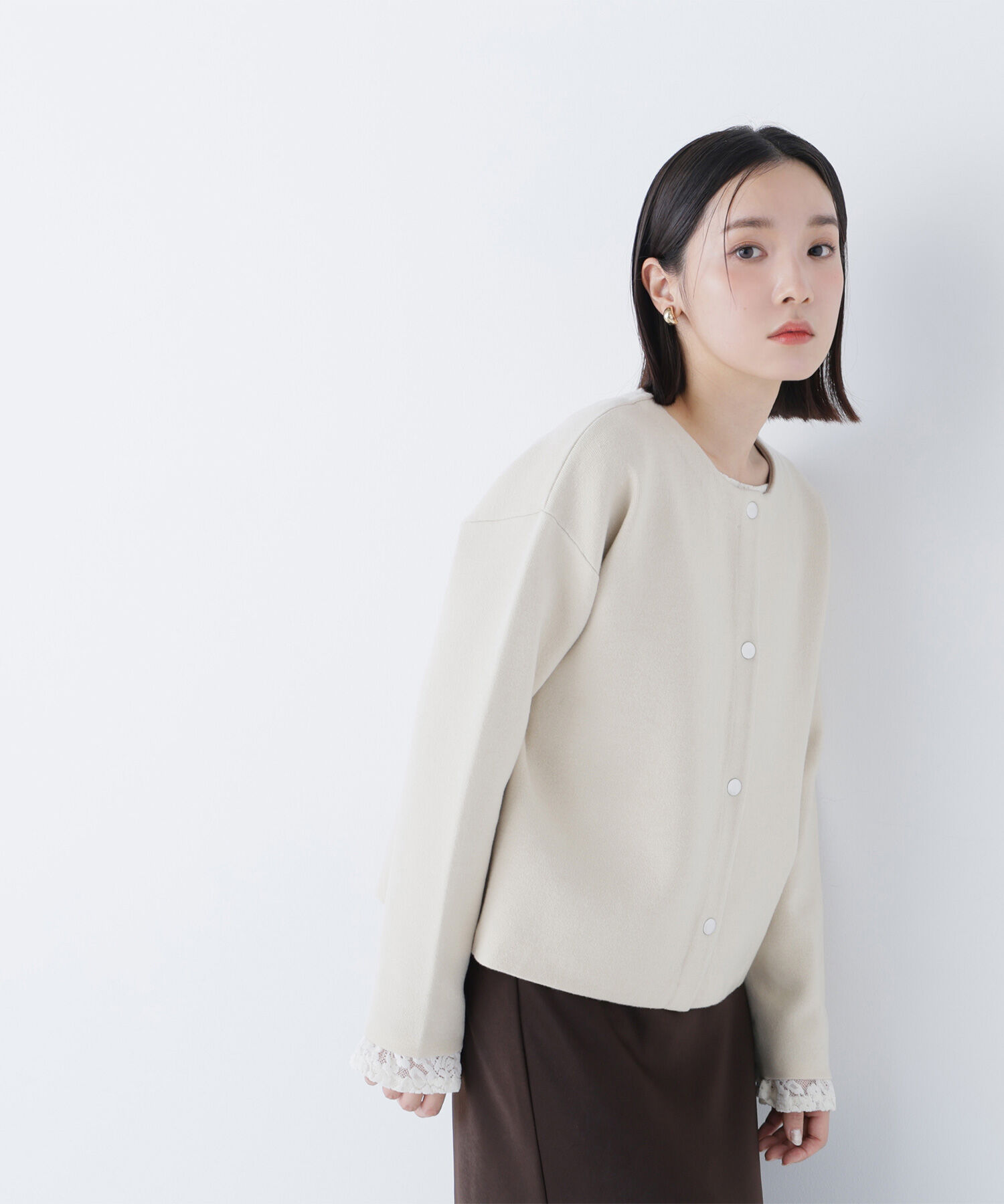  「バイカラー接結カーディガン」|ニット・セーター|