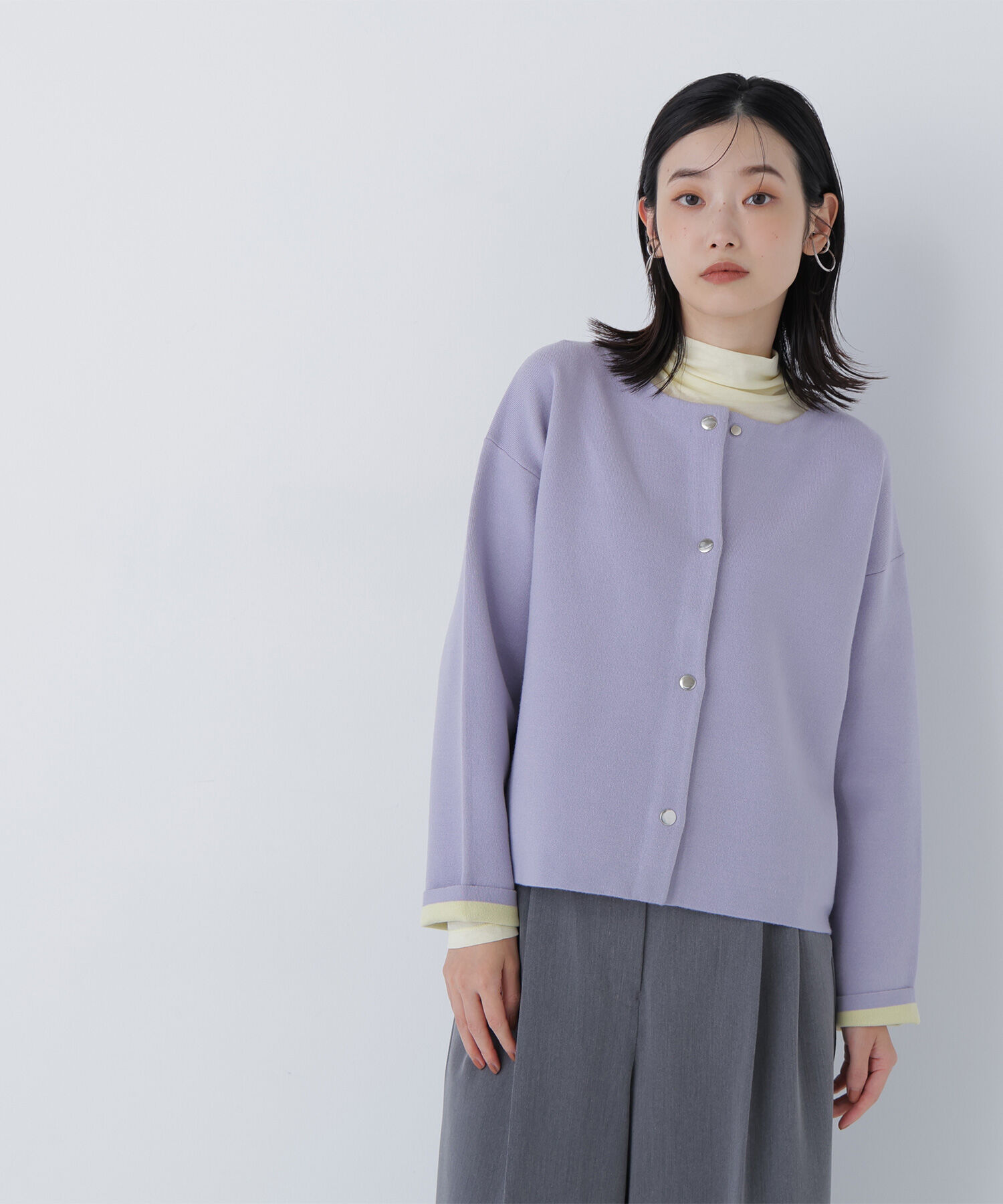  「バイカラー接結カーディガン」|ニット・セーター|