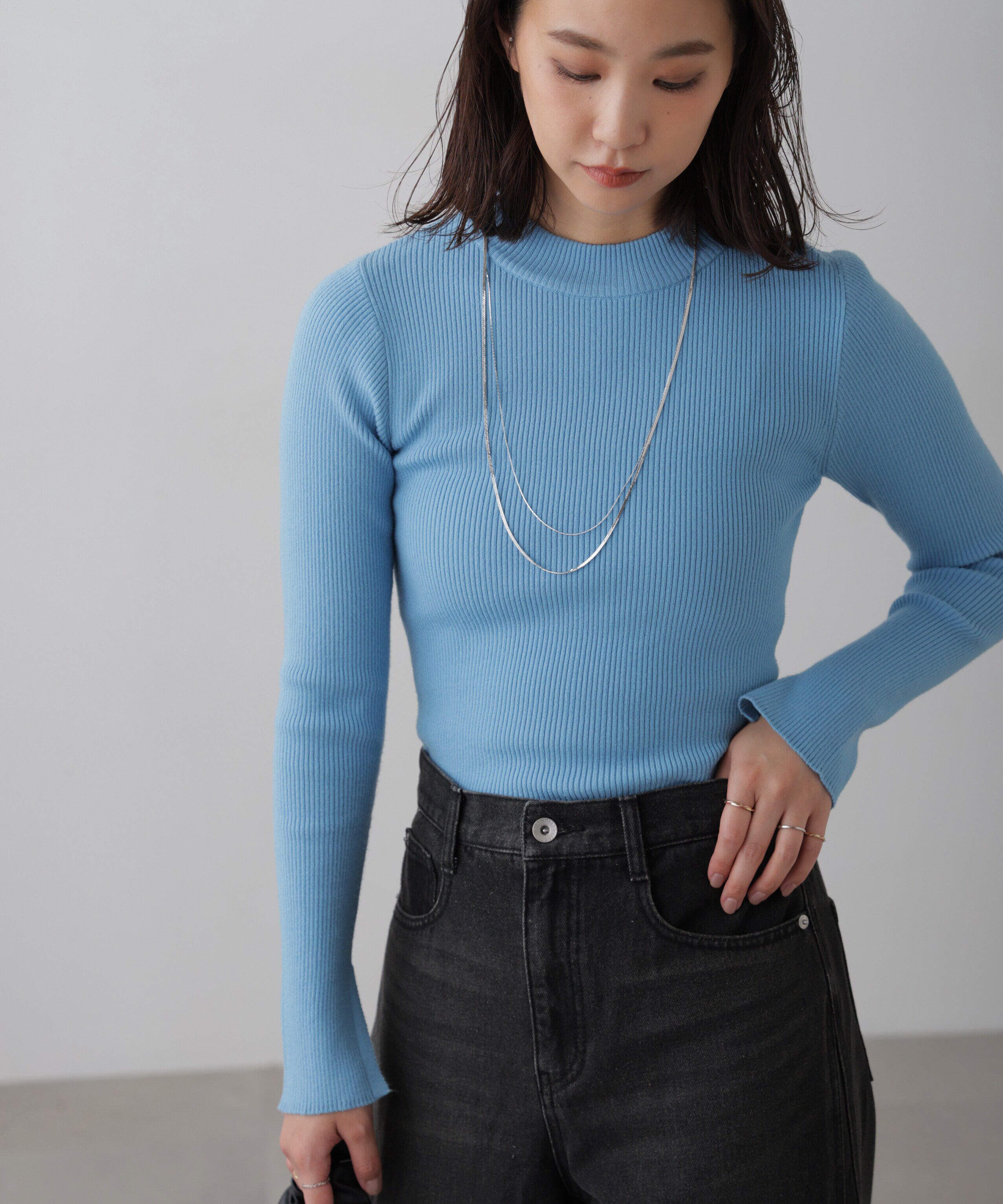  「〈洗える〉マシンウォッシャブルボトルネックニット」|ニット・セーター|