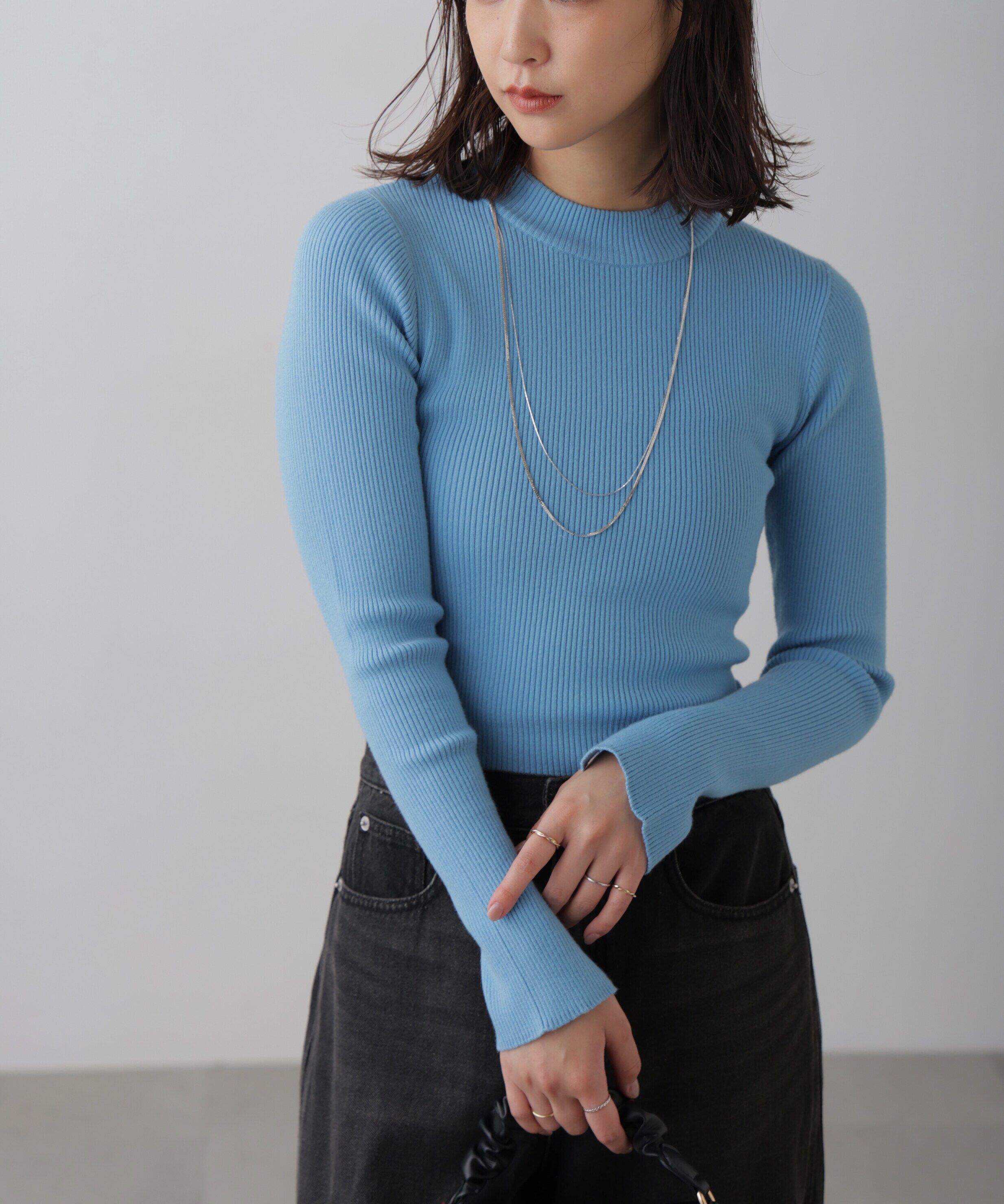  「〈洗える〉マシンウォッシャブルボトルネックニット」|ニット・セーター|