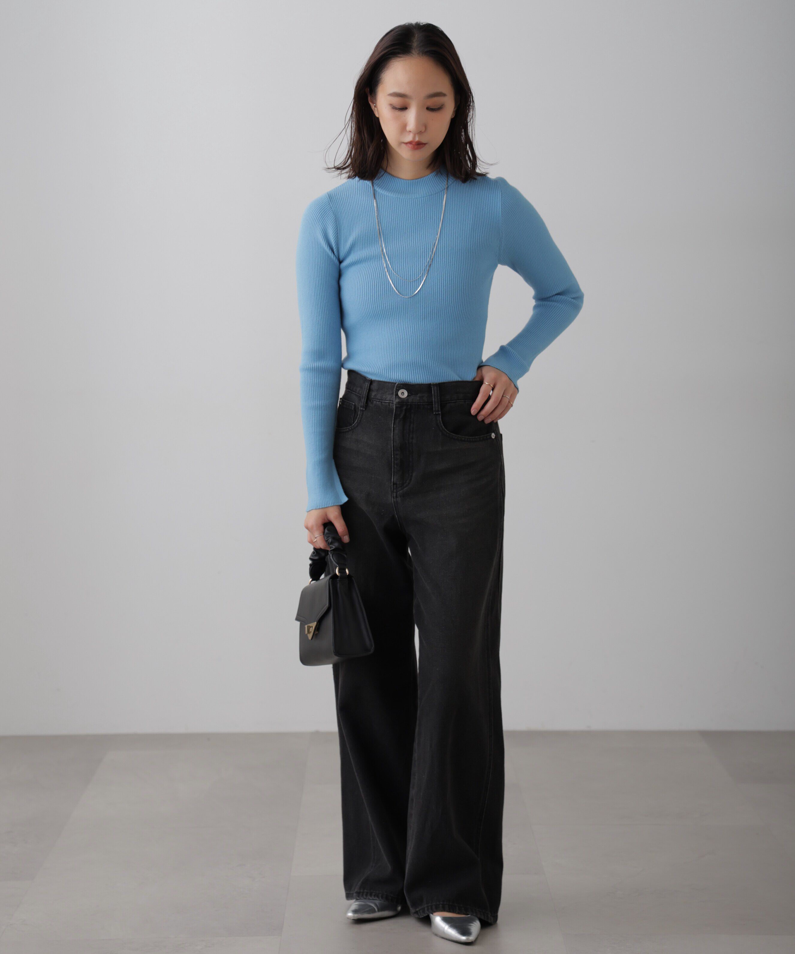  「〈洗える〉マシンウォッシャブルボトルネックニット」|ニット・セーター|