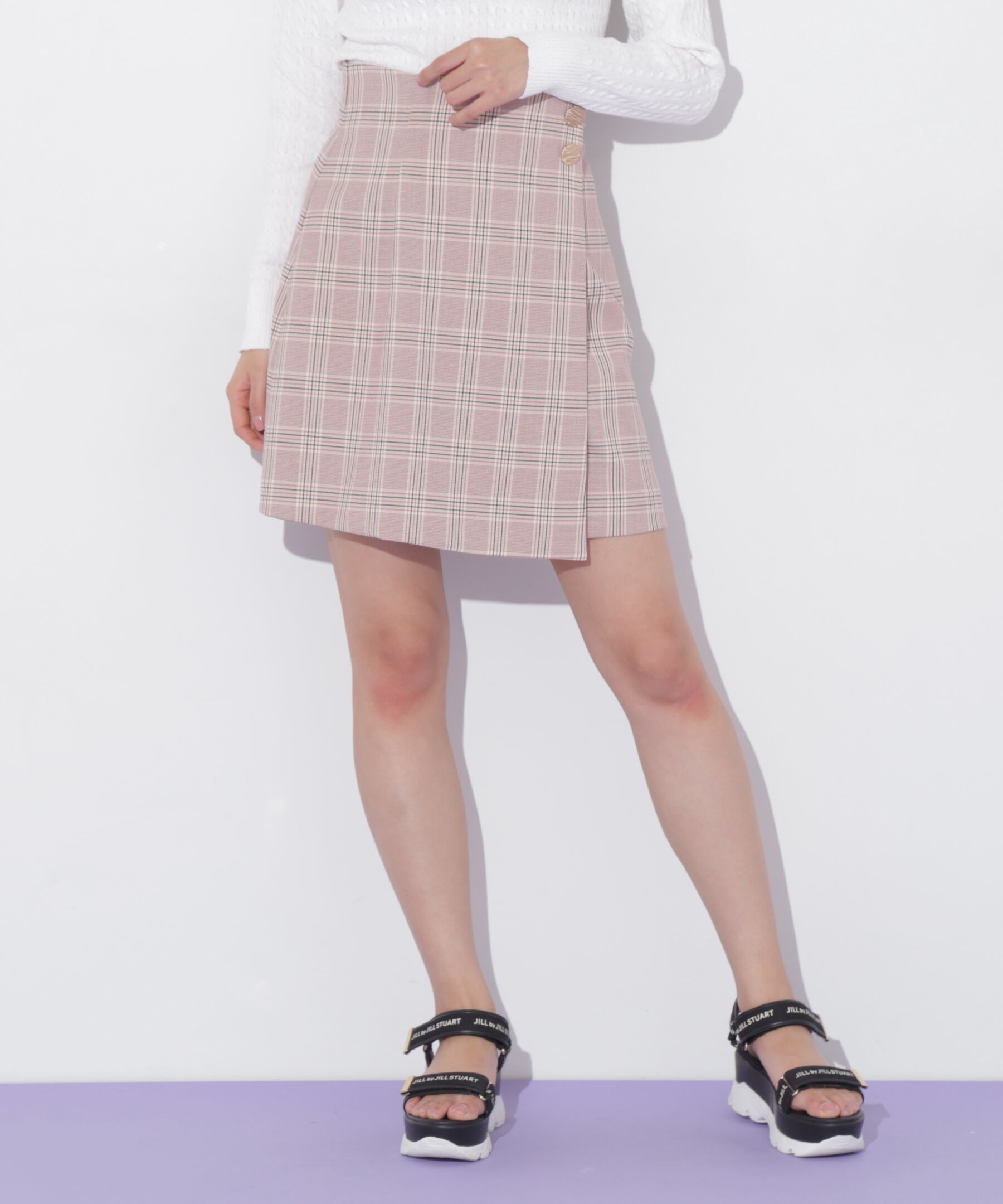  「ラップ風カラーチェックミニスカート」|スカート|