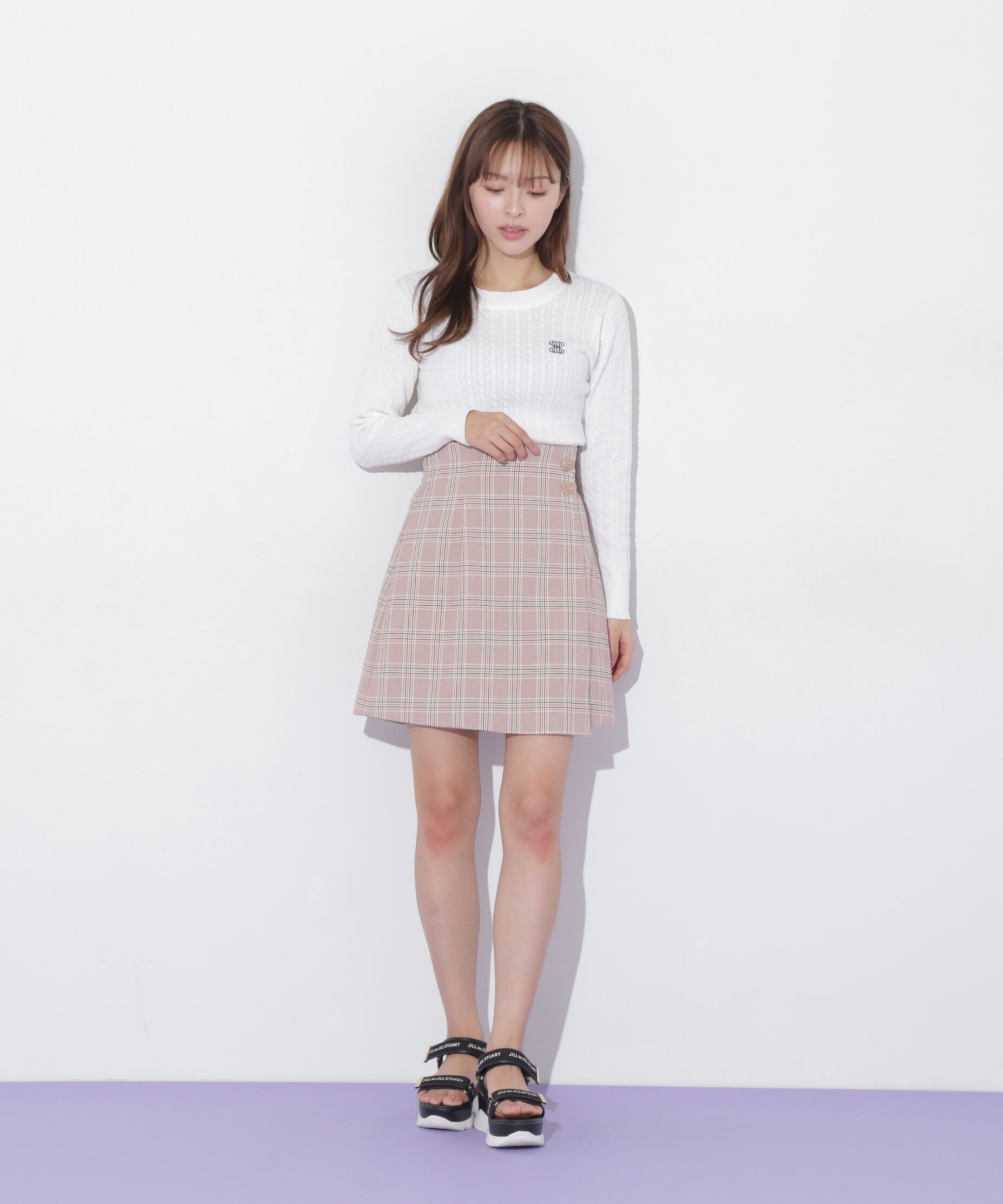  「ラップ風カラーチェックミニスカート」|スカート|