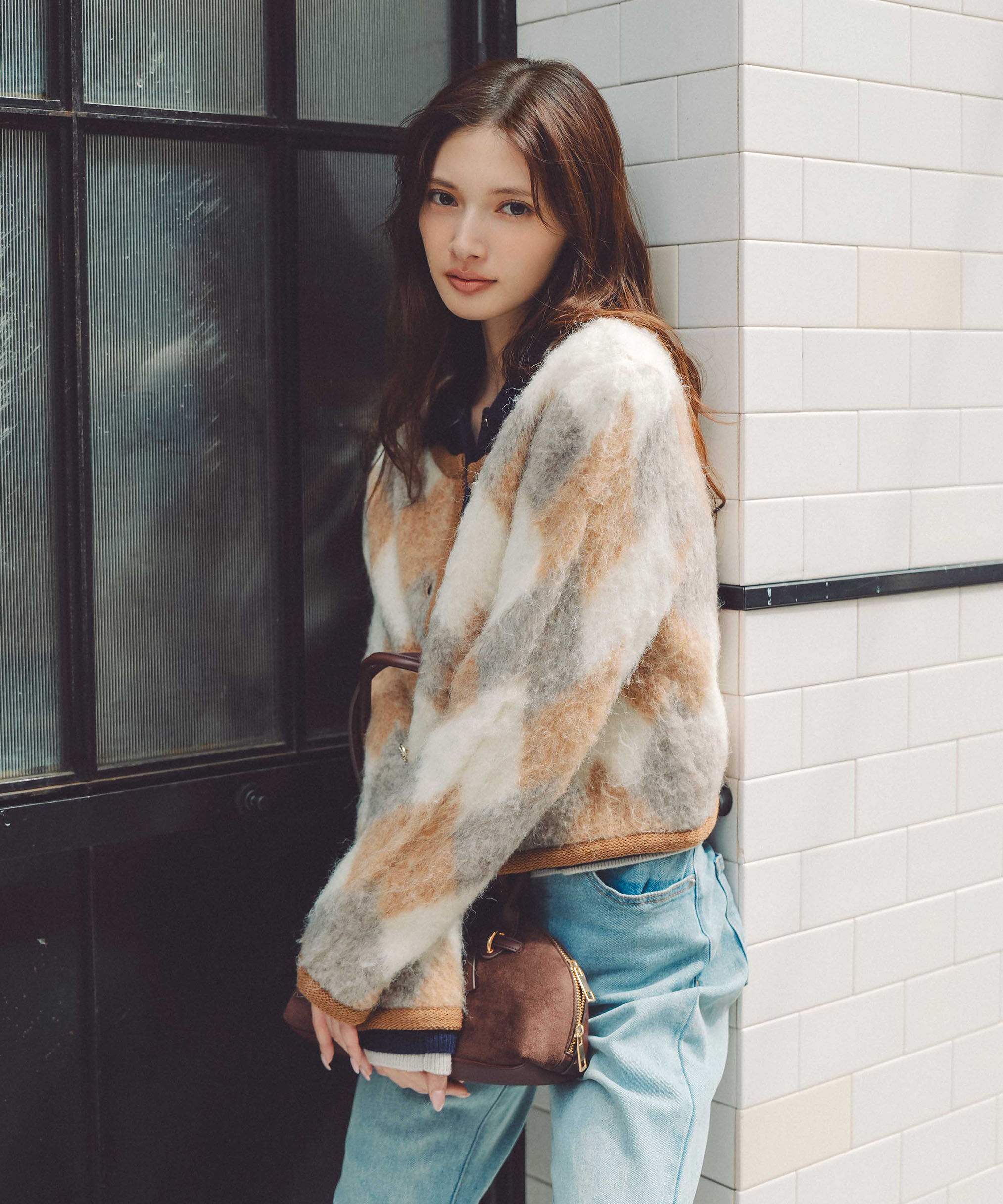 PROPORTION BODY DRESSING「シャギーニットジャケット」|カーディガン|ベージュアー 1