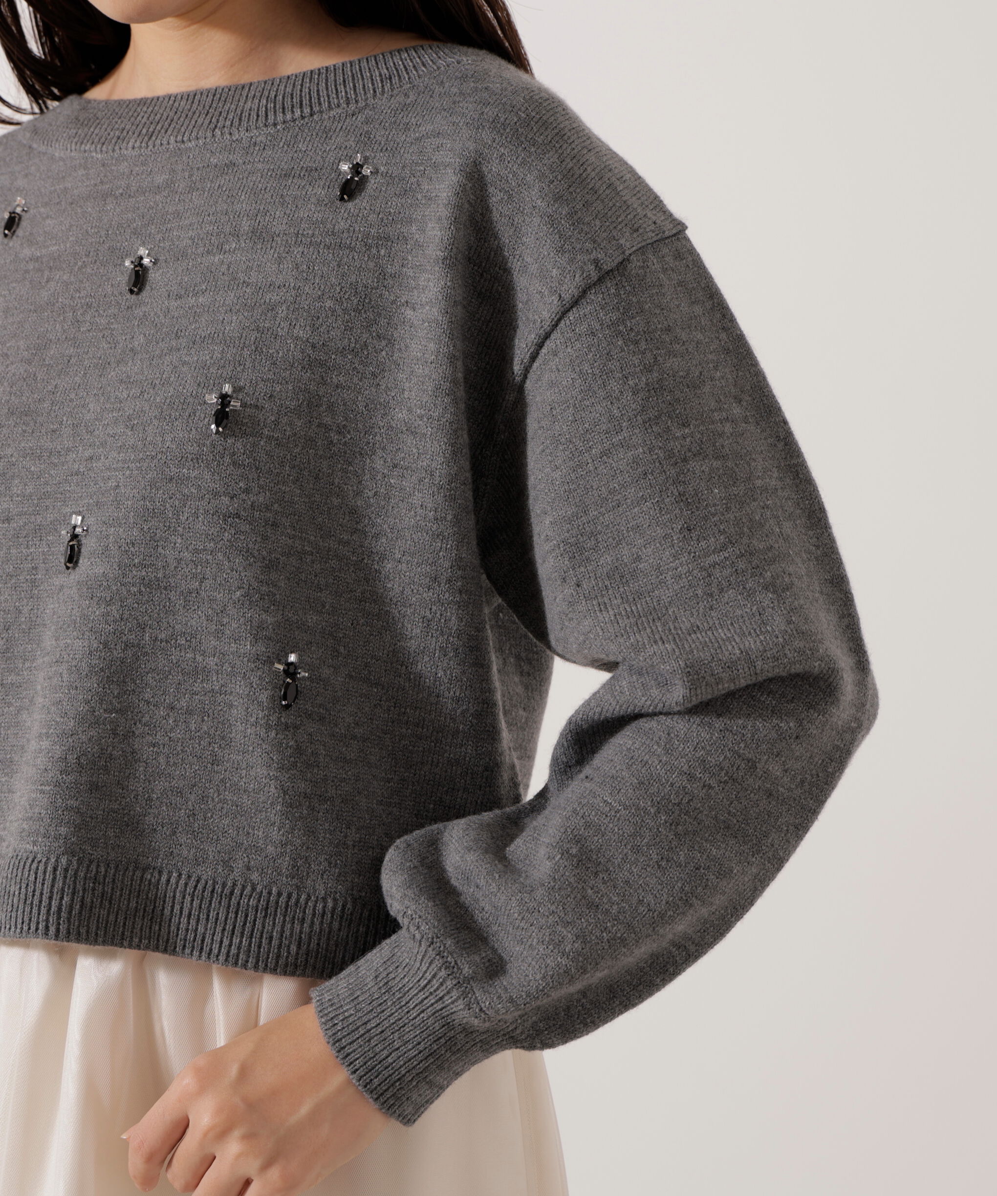 PROPORTION BODY DRESSING「ビジュー付きボックスニット」|ニット・セーター|