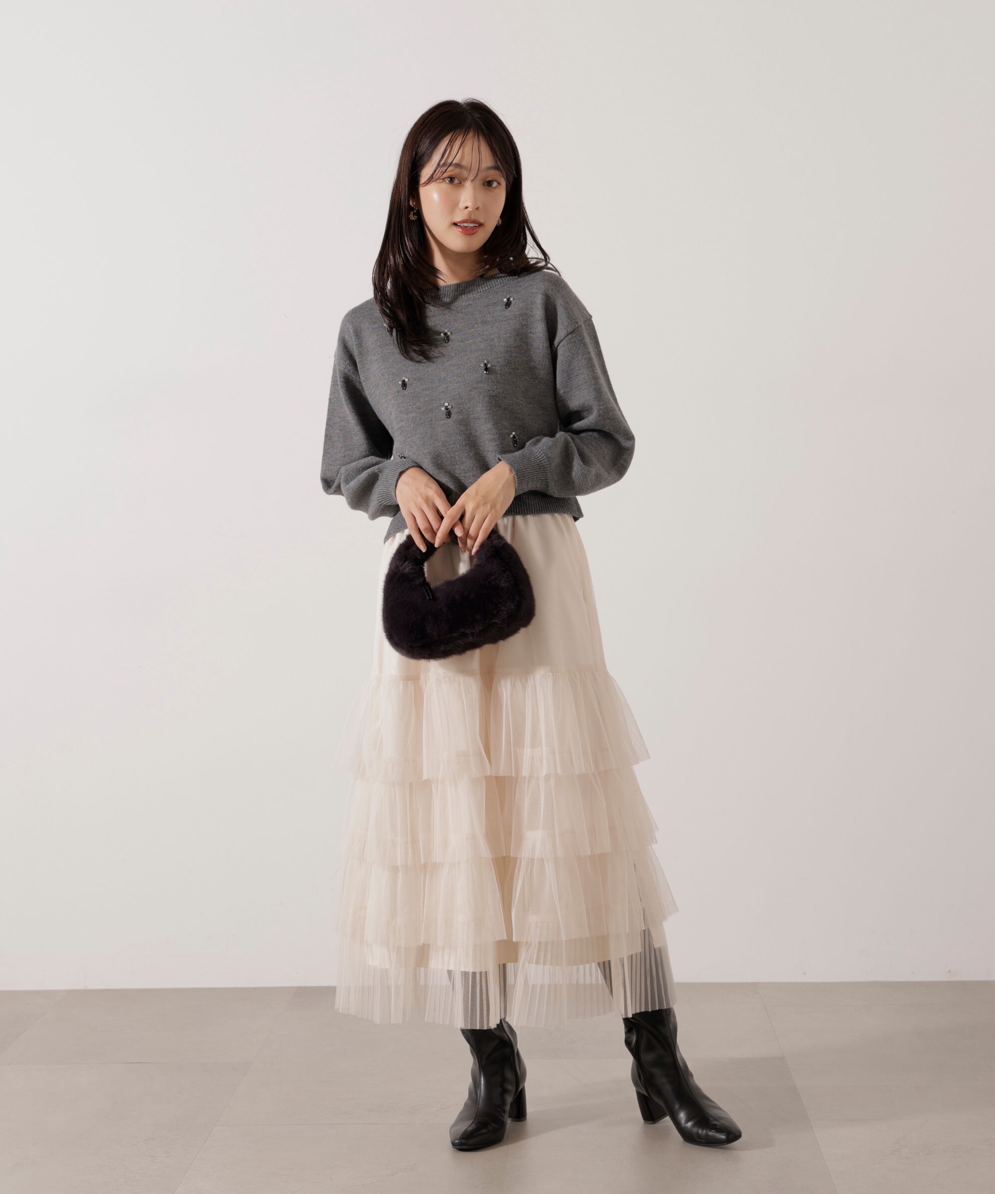 PROPORTION BODY DRESSING「ビジュー付きボックスニット」|ニット・セーター|