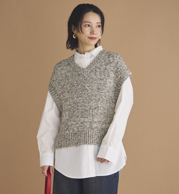 Doux archives「ＭＩＸヤーンＶネックベスト」|ニット・セーター|