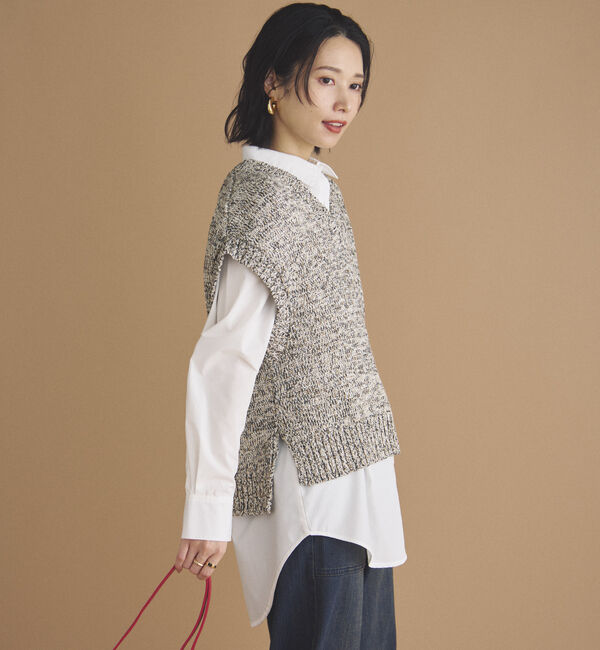 Doux archives「ＭＩＸヤーンＶネックベスト」|ニット・セーター|