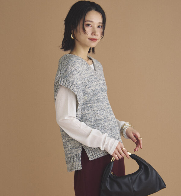 Doux archives「ＭＩＸヤーンＶネックベスト」|ニット・セーター|