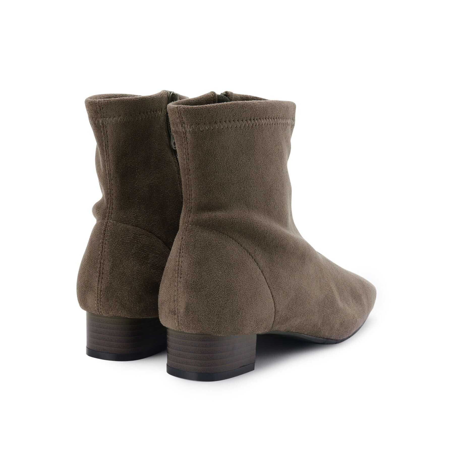 SHOO･LA･RUE「【22.5cm～25.0cm】軽くて歩きやすい ローヒール あったかストレッチブーツ」|ショートブーツ|