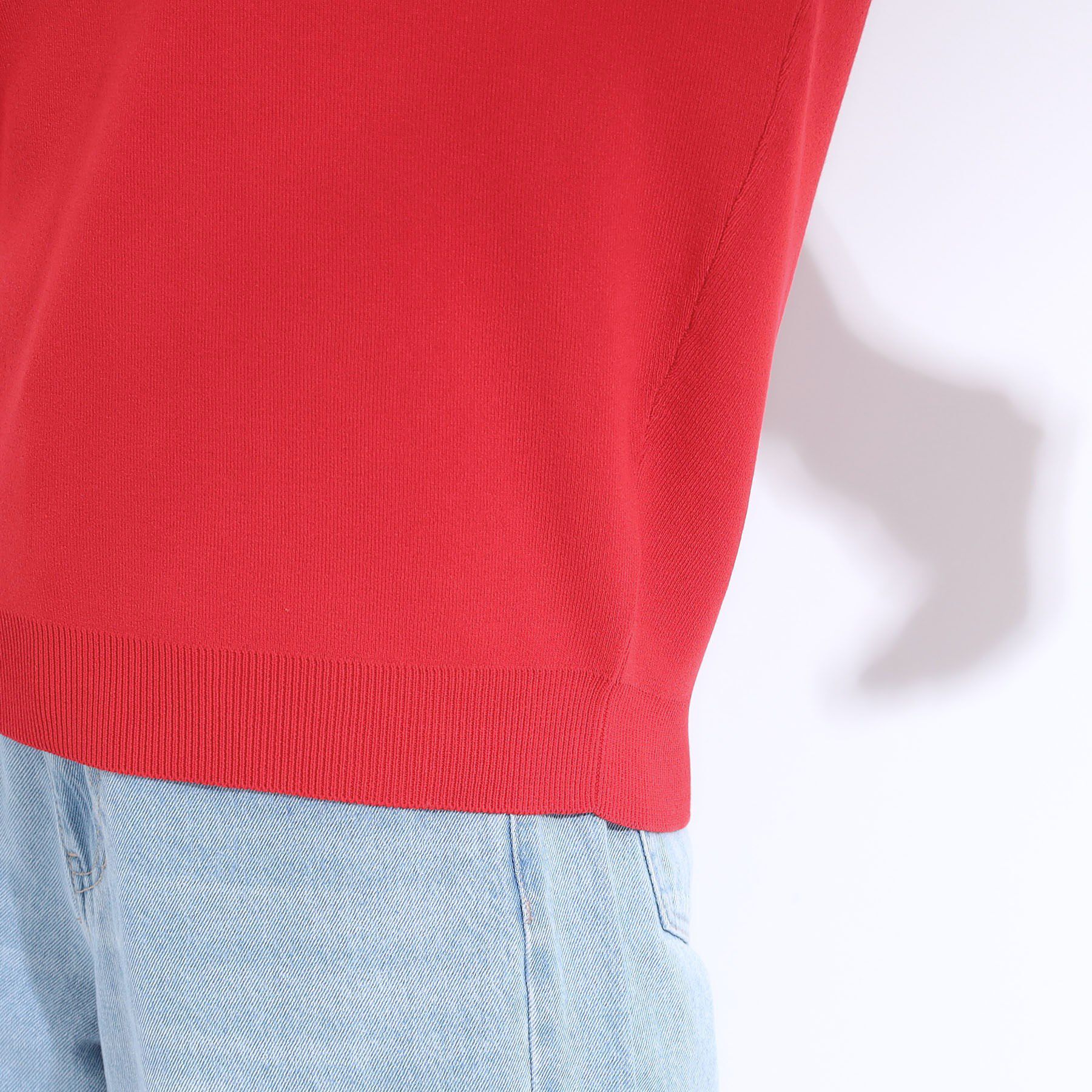 SHOO･LA･RUE「【洗える/S-LL/ひんやり】さらりと好印象　総針フレンチスリーブニット」|ニット・セーター|