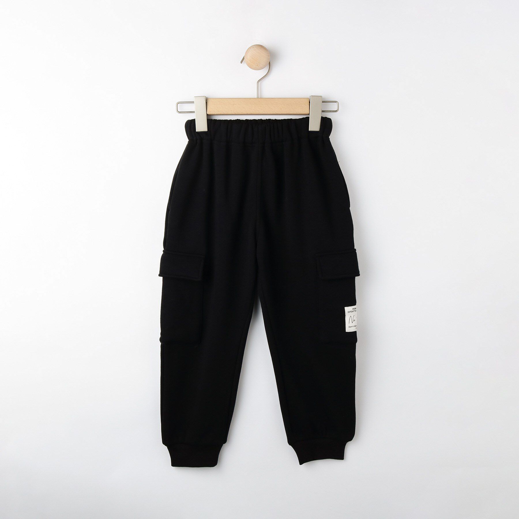 SHOO･LA･RUE「【100-150cm】裏シャギー裾リブカーゴパンツ」|その他|ブラック(019)