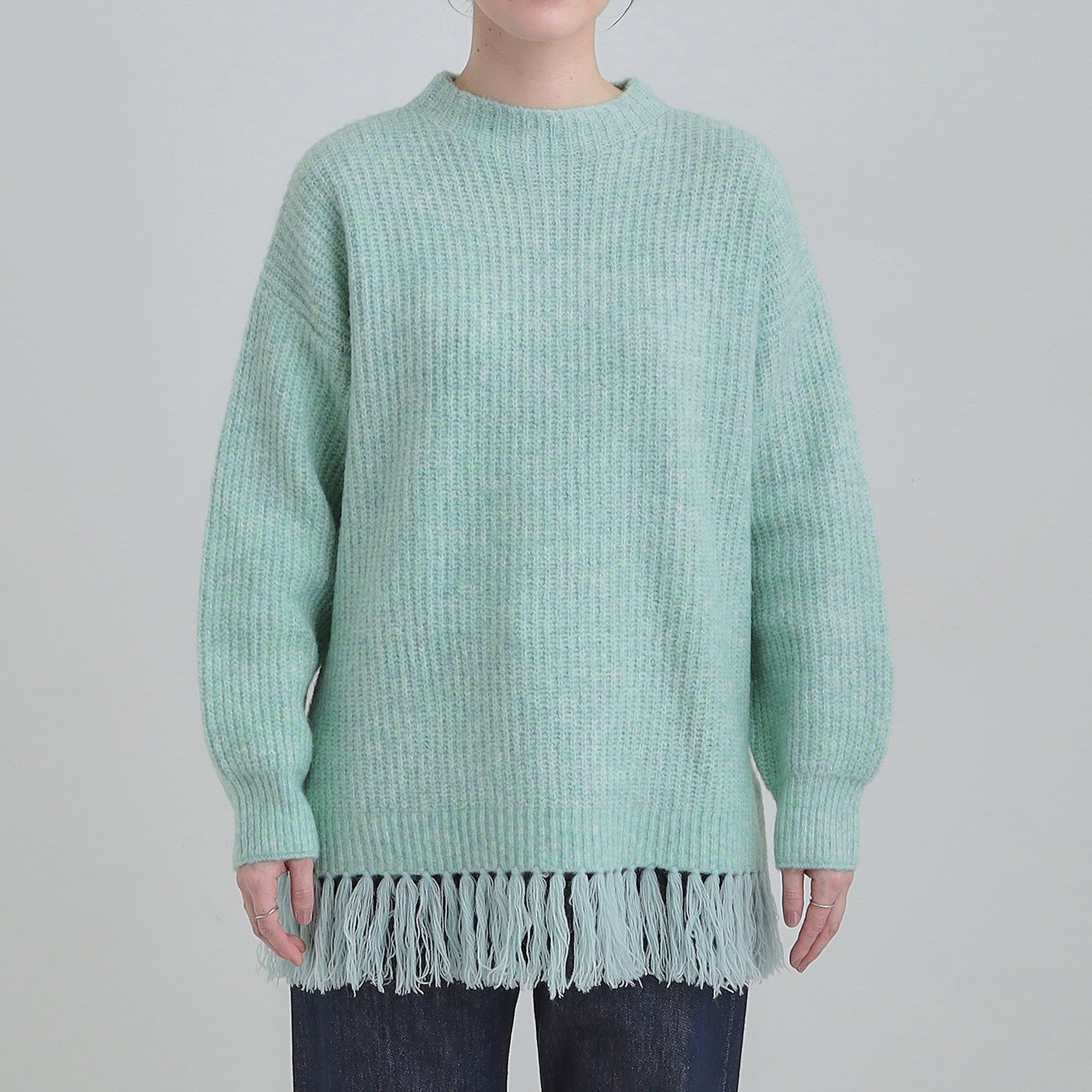 SHOO･LA･RUE「【S-LL】1枚でサマ見え 裾フリンジニット」|ニット・セーター|