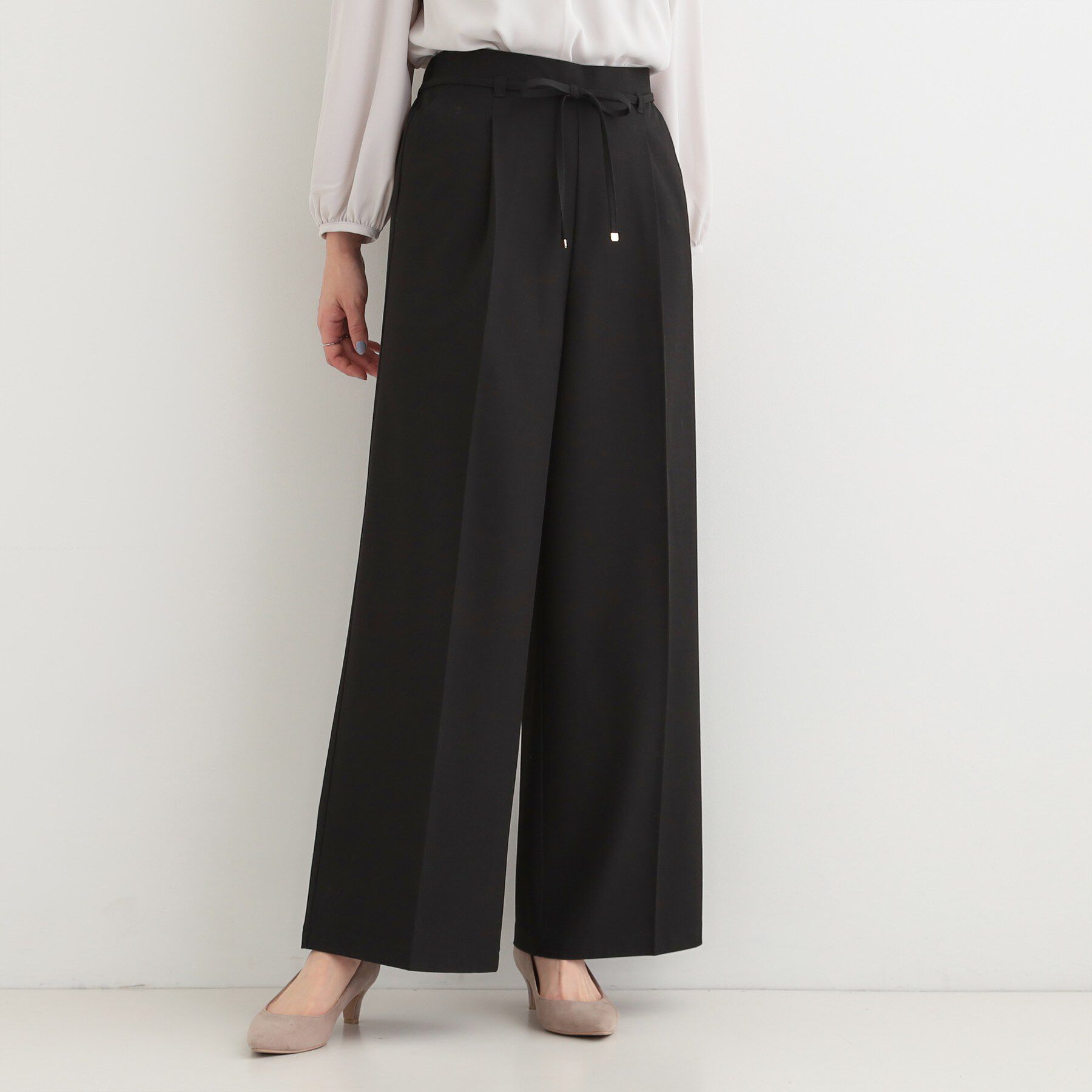 SHOO･LA･RUE「【着丈選べる/S-LL】センタープレスできちんと見え イージーワイドパンツ」|その他|