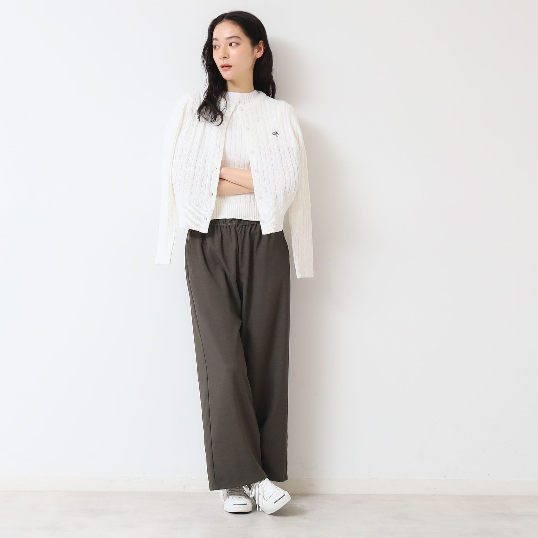 Dessin「【洗える】ブークレケーブルカーディガン」|カーディガン|