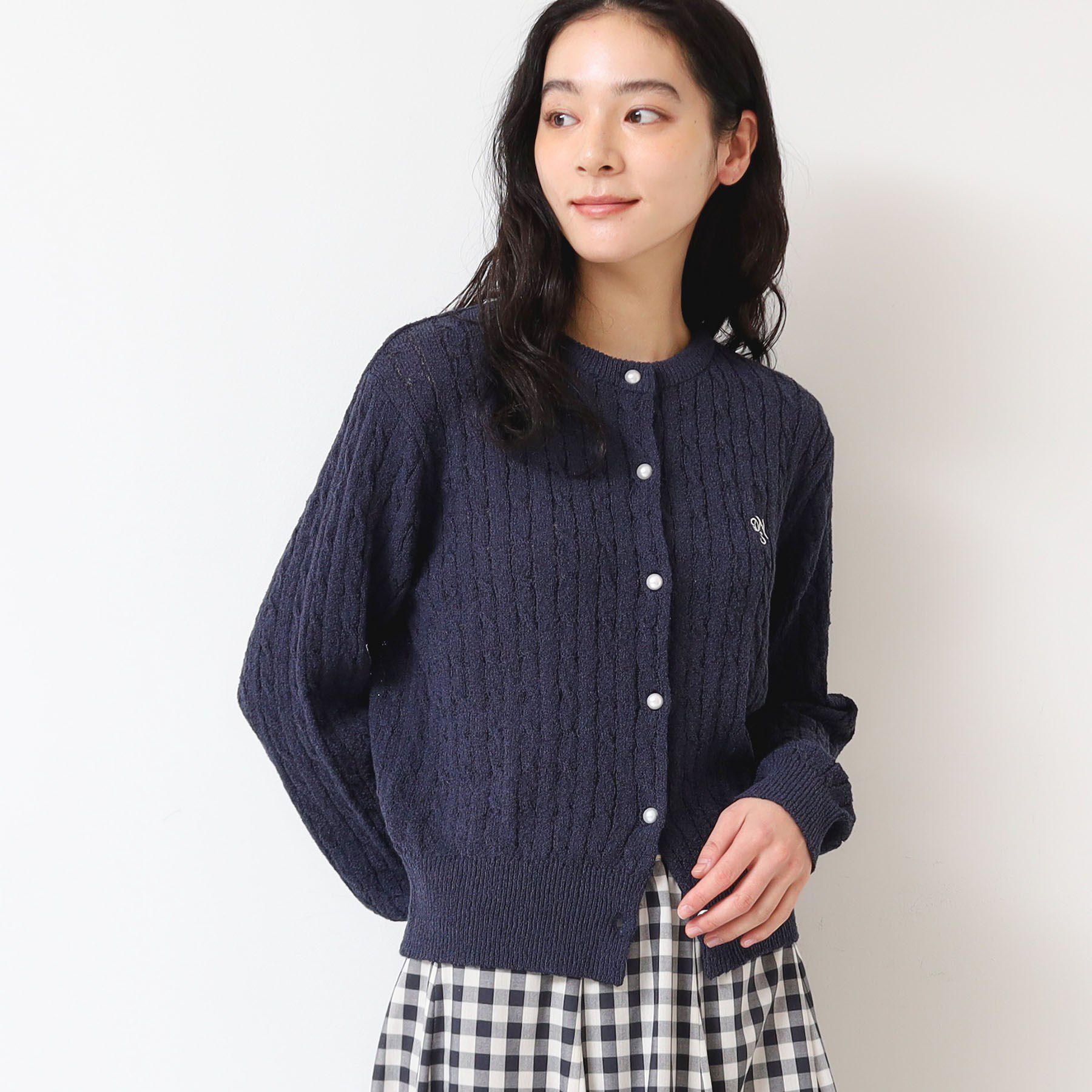 Dessin「【洗える】ブークレケーブルカーディガン」|カーディガン|