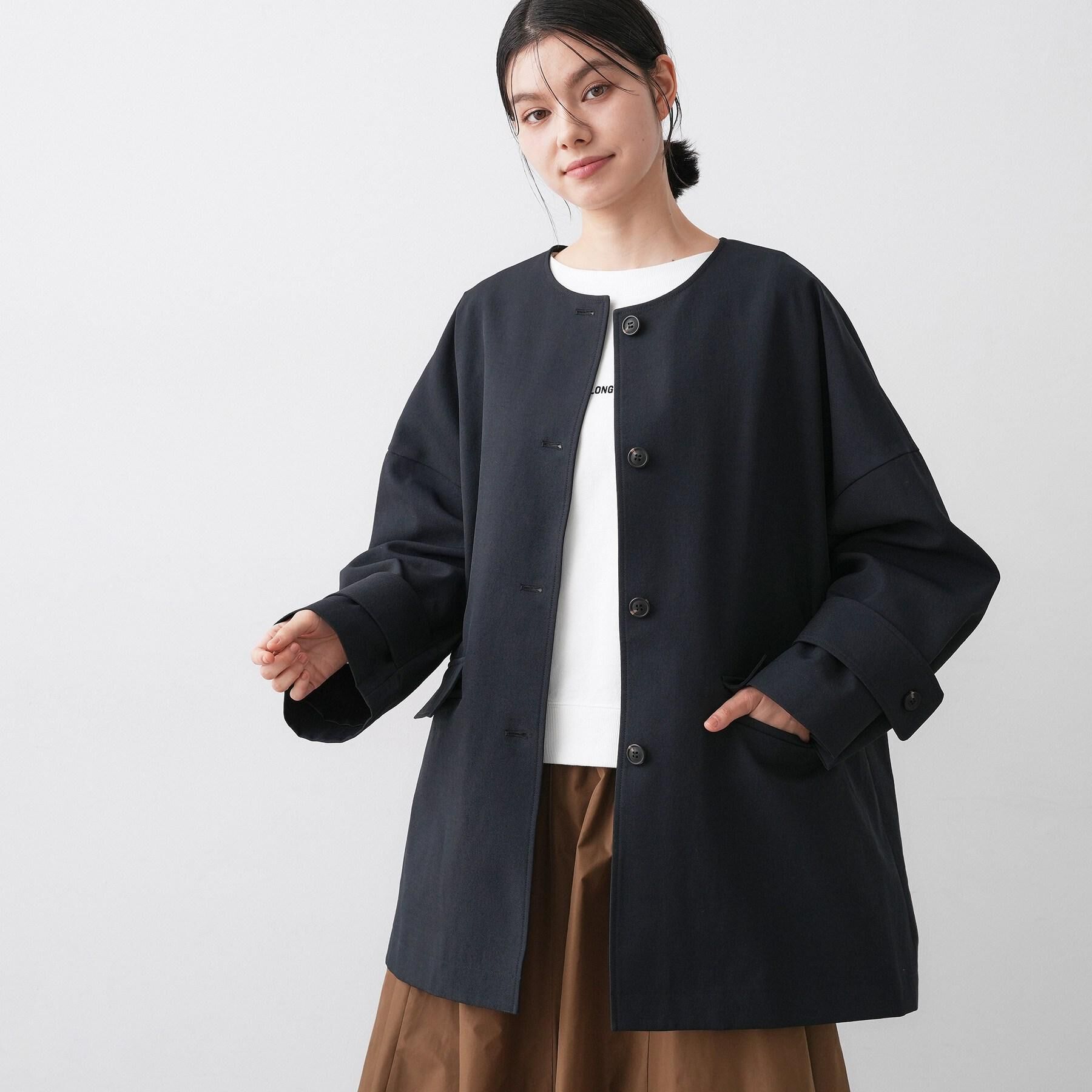 Dessin「【花粉ガード/撥水加工/洗える】クルーネックスプリングコート」|ノーカラーコート|