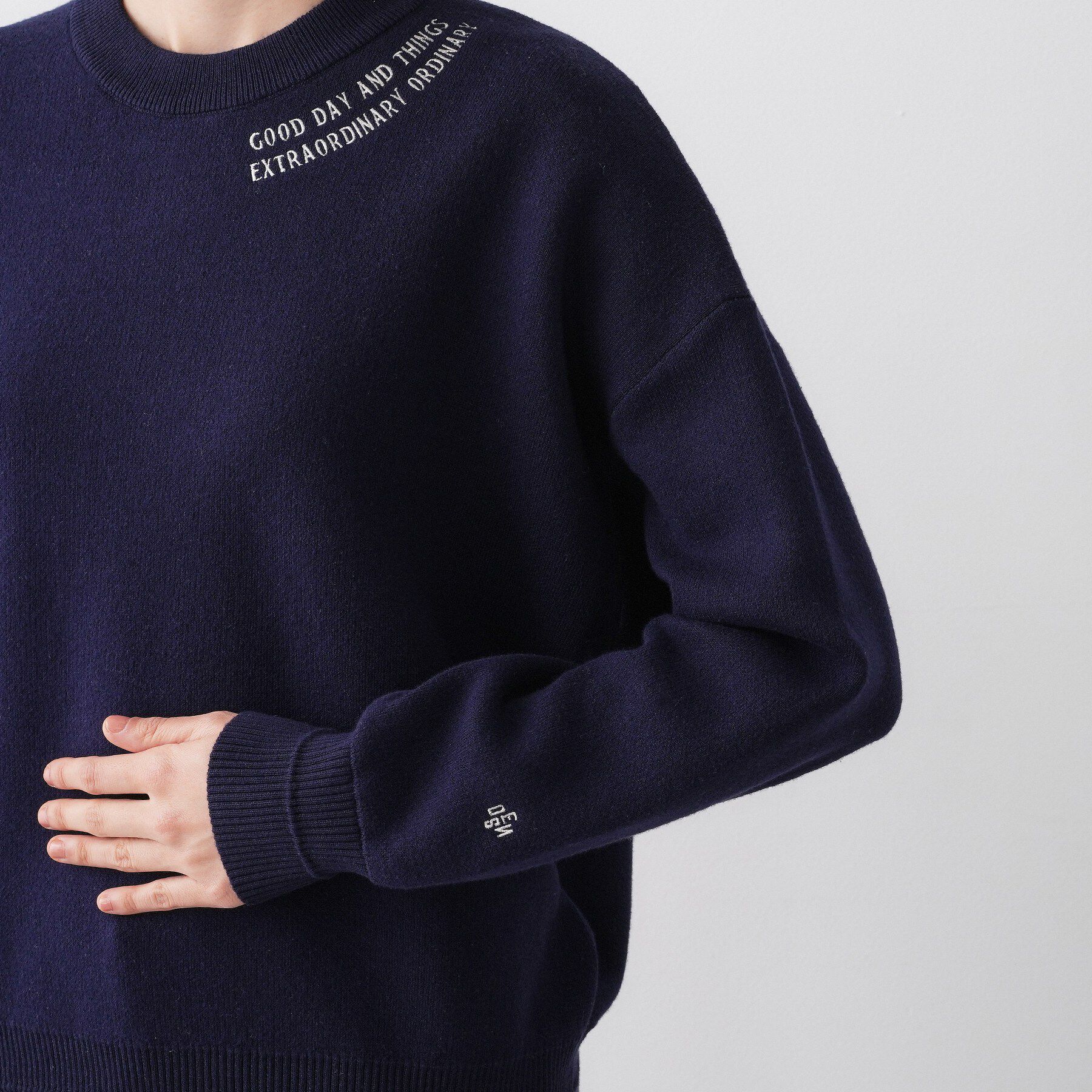 Dessin「【ユニセックス/洗える】ロゴ刺繍入りコットンジャカード」|ニット・セーター|