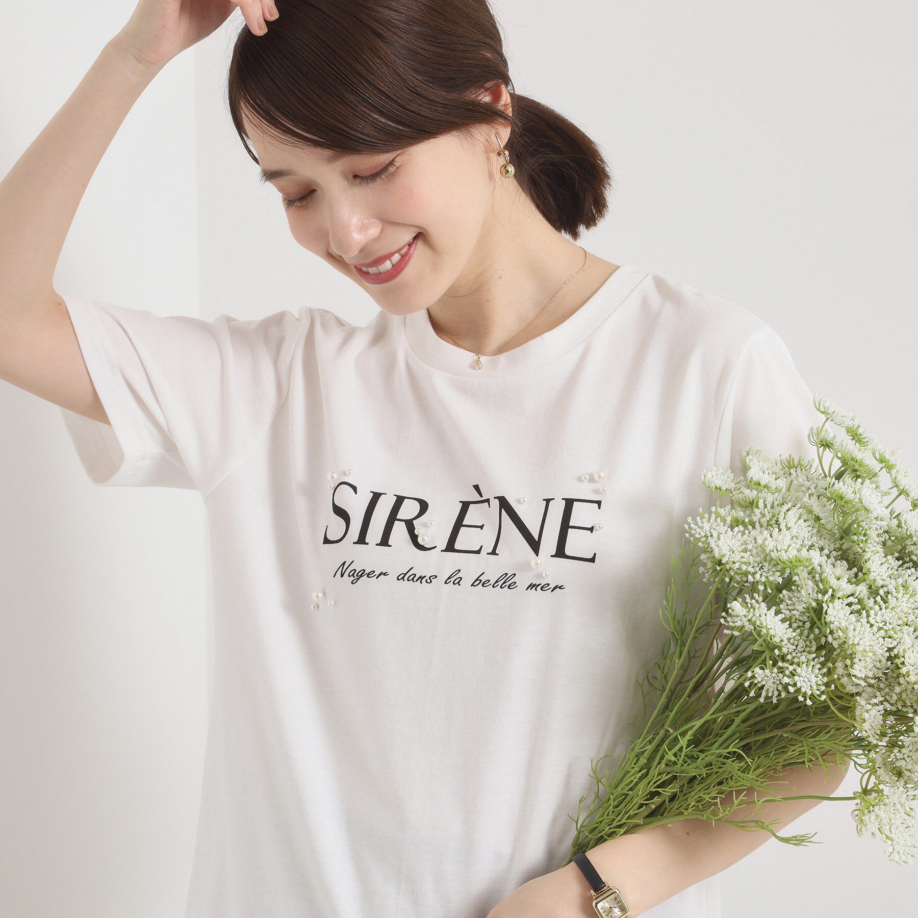ITS&rsquo;DEMO「【手洗い可】パール調ロゴTシャツ」|Tシャツ・カットソー|