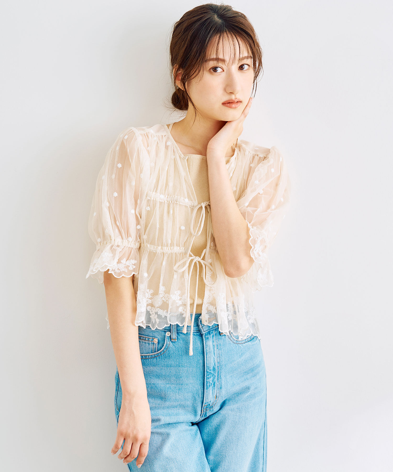 COCO DEAL「チュールエンブロイダリーペプラムブラウス」|シャツ・ブラウス|