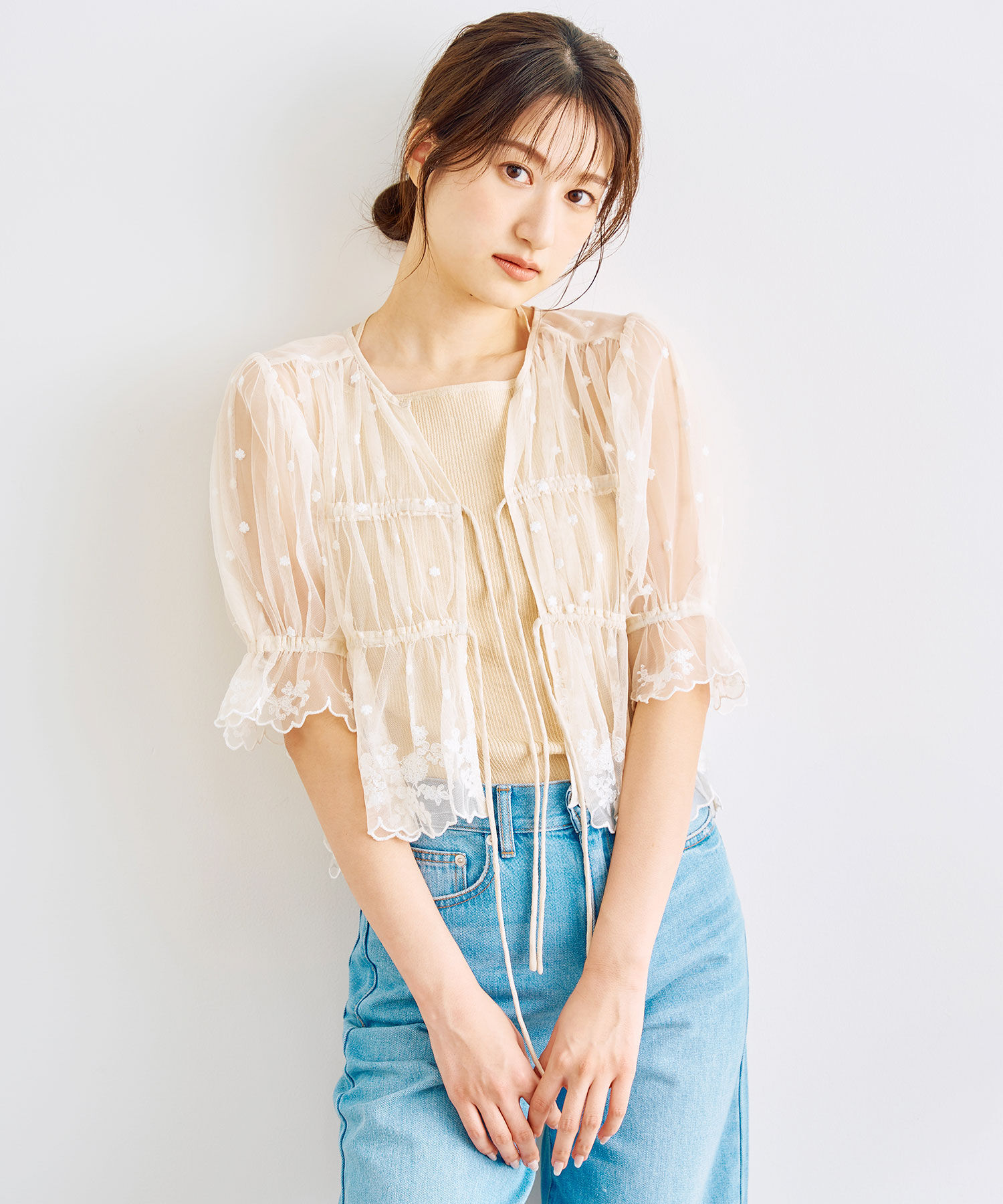 COCO DEAL「チュールエンブロイダリーペプラムブラウス」|シャツ・ブラウス|