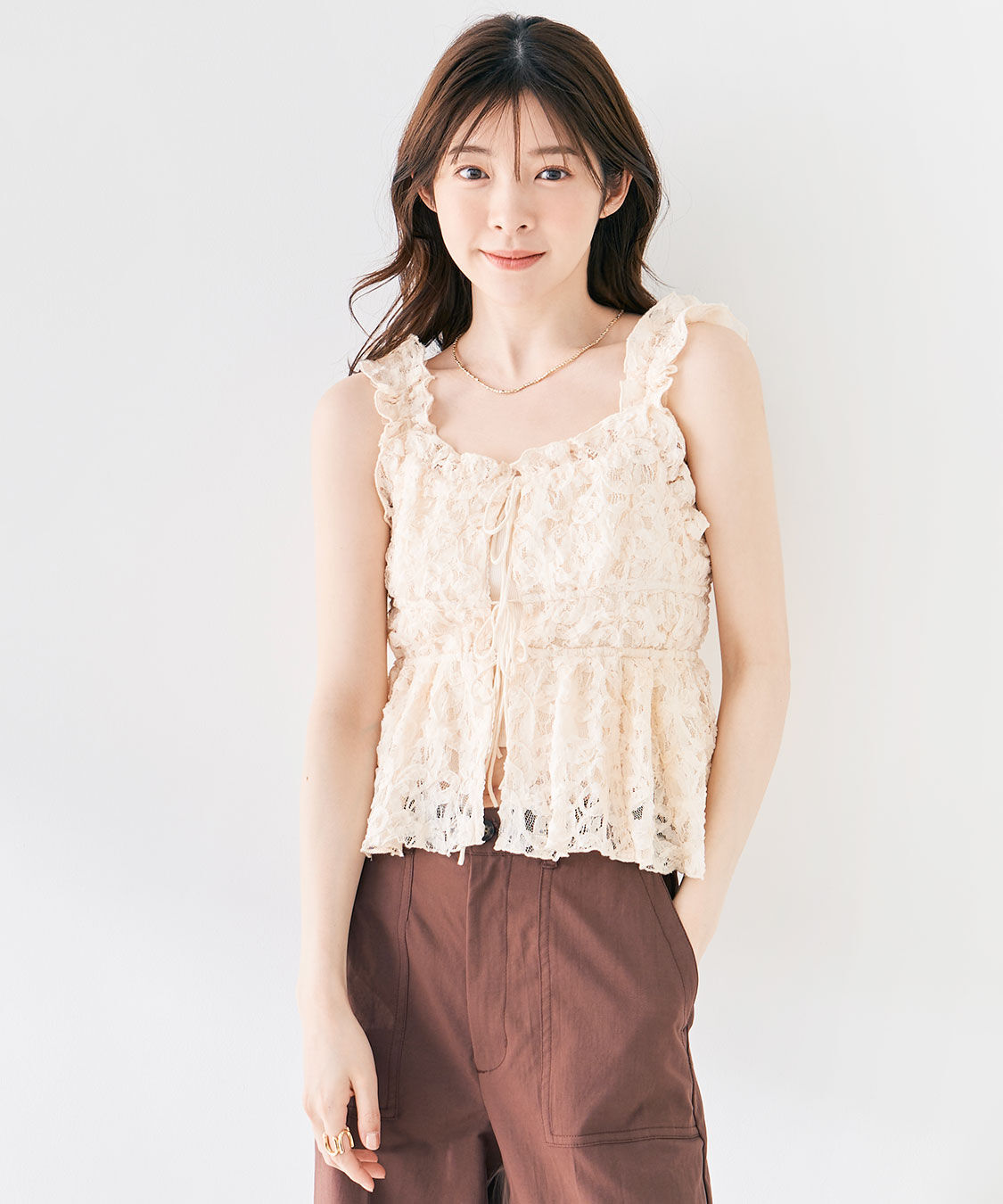 COCO DEAL「フリルキャミペプラムブラウス」|シャツ・ブラウス|アイボリー