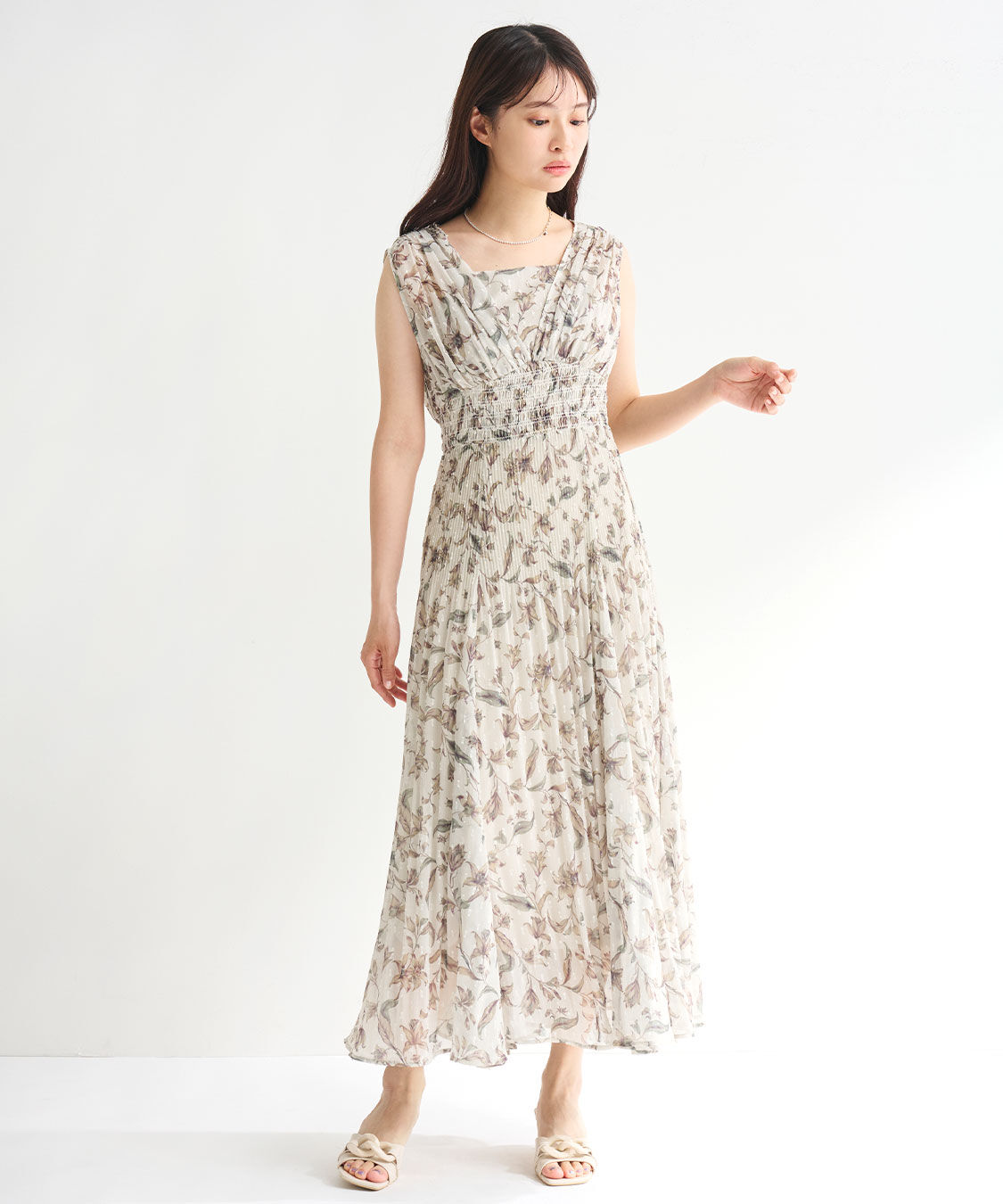 COCO DEAL「ショルダーギャザーフラワープリントワンピース」|ワンピース|