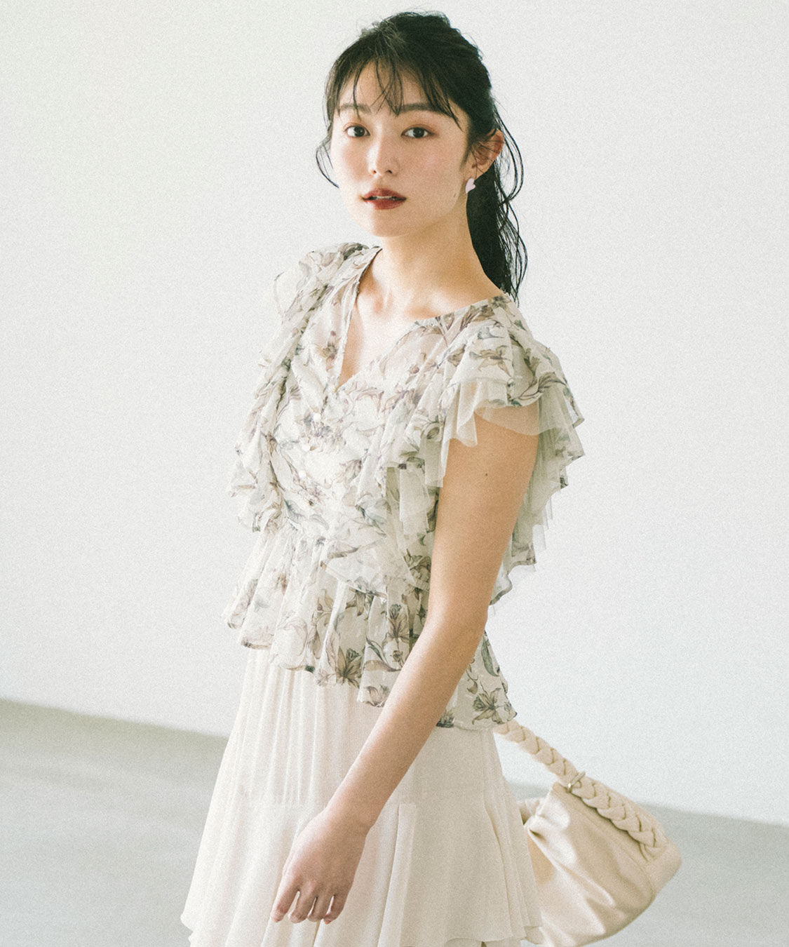 COCO DEAL「ラッフルフラワーギャザーブラウス」|シャツ・ブラウス|