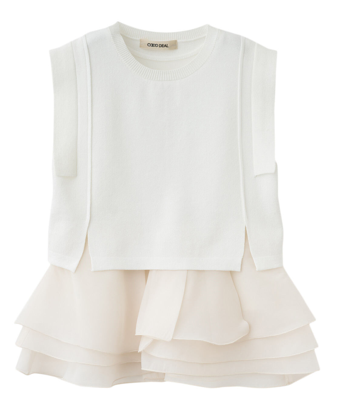 COCO DEAL「オーガンジーペプラムドッキングニット」|ニット・セーター|