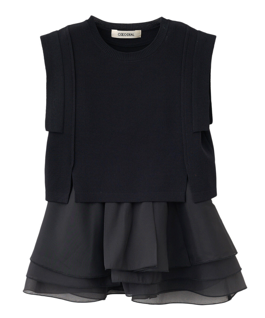 COCO DEAL「オーガンジーペプラムドッキングニット」|ニット・セーター|