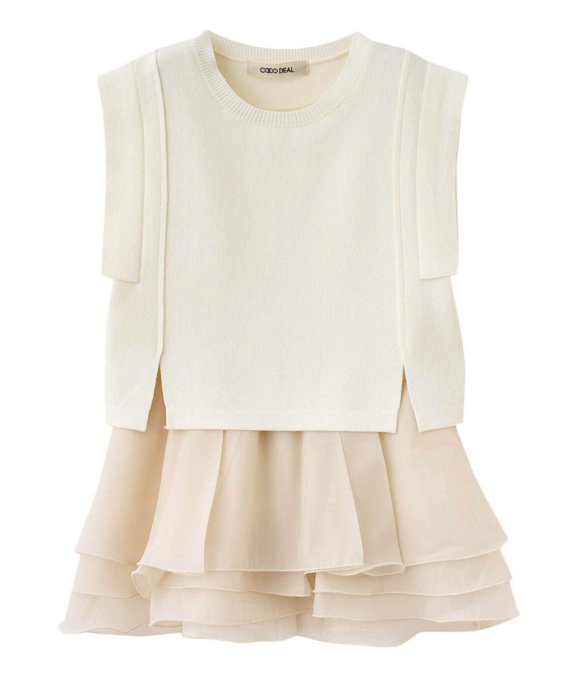 COCO DEAL「オーガンジーペプラムドッキングニット」|ニット・セーター|バターイエロー