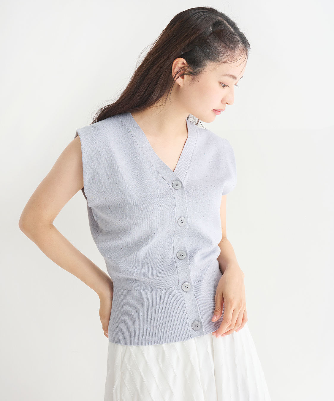 COCO DEAL「スパンコールニットベスト」|ニット・セーター|ブルーグレー