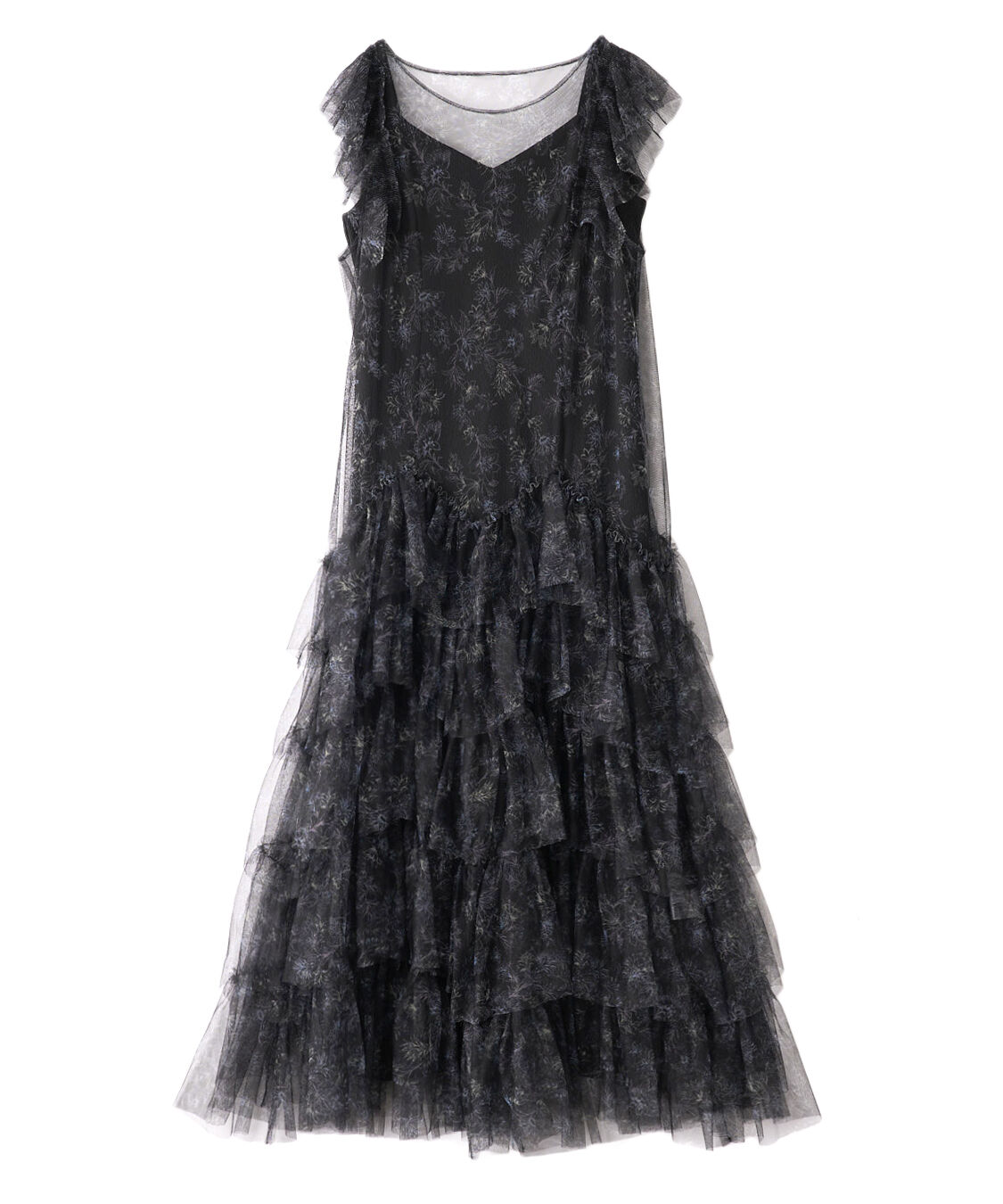 COCO DEAL「ラインフラワーチュールフリルワンピース」|ワンピース|