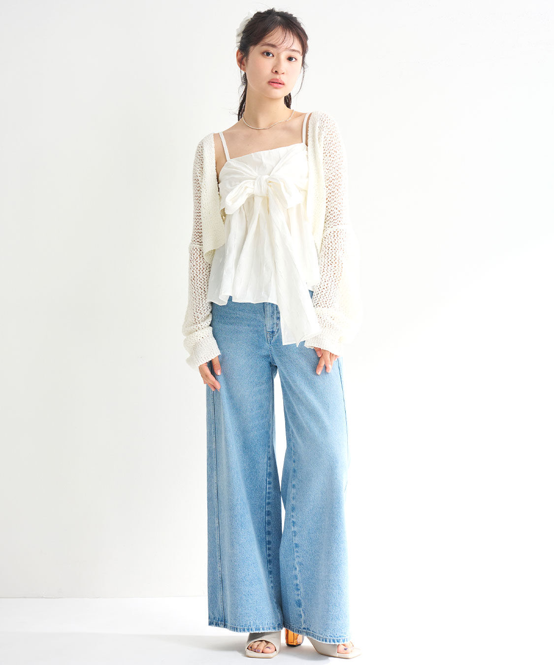 COCO DEAL「リボンペプラムジャカードキャミブラウス」|シャツ・ブラウス|