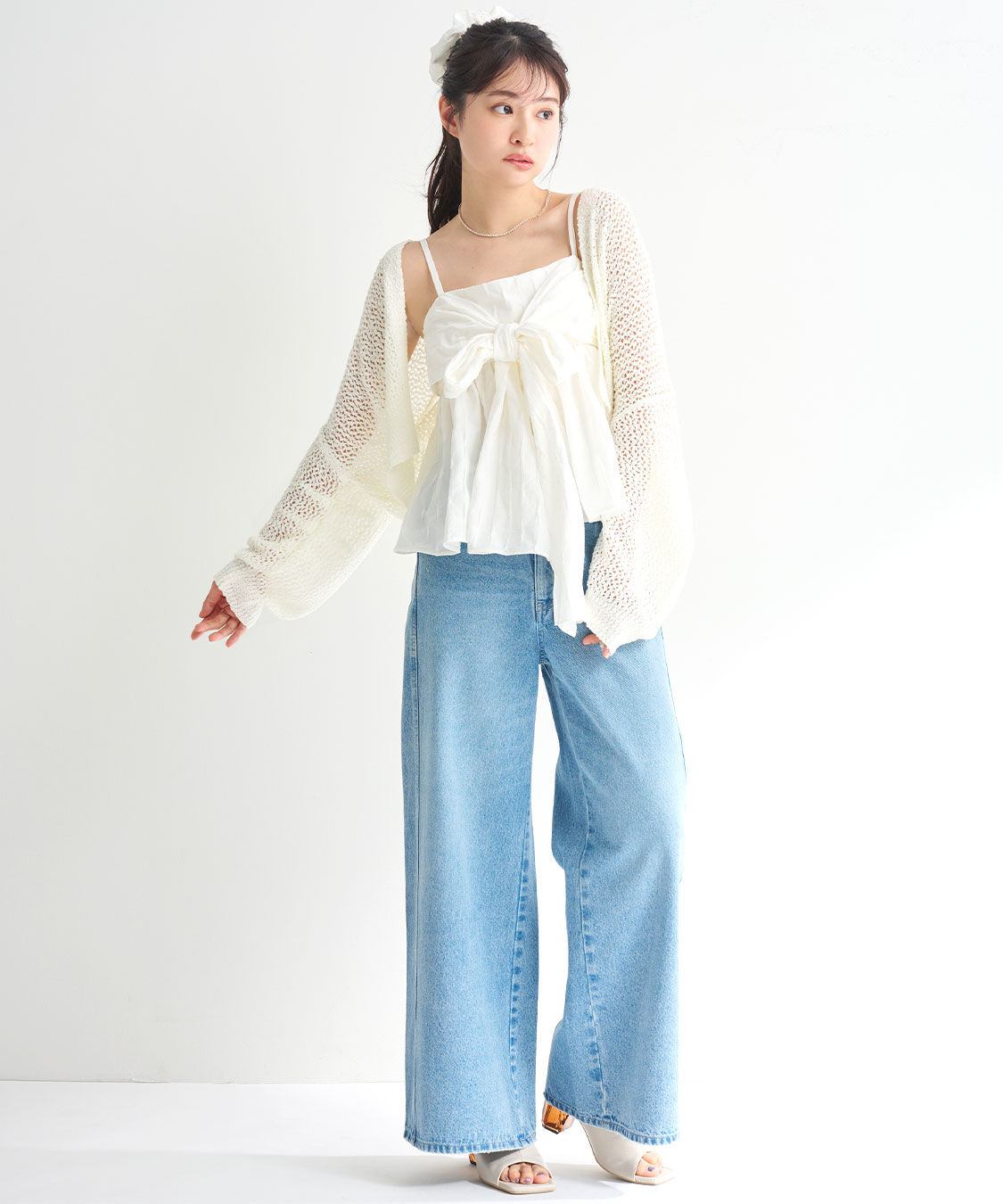 COCO DEAL「リボンペプラムジャカードキャミブラウス」|シャツ・ブラウス|