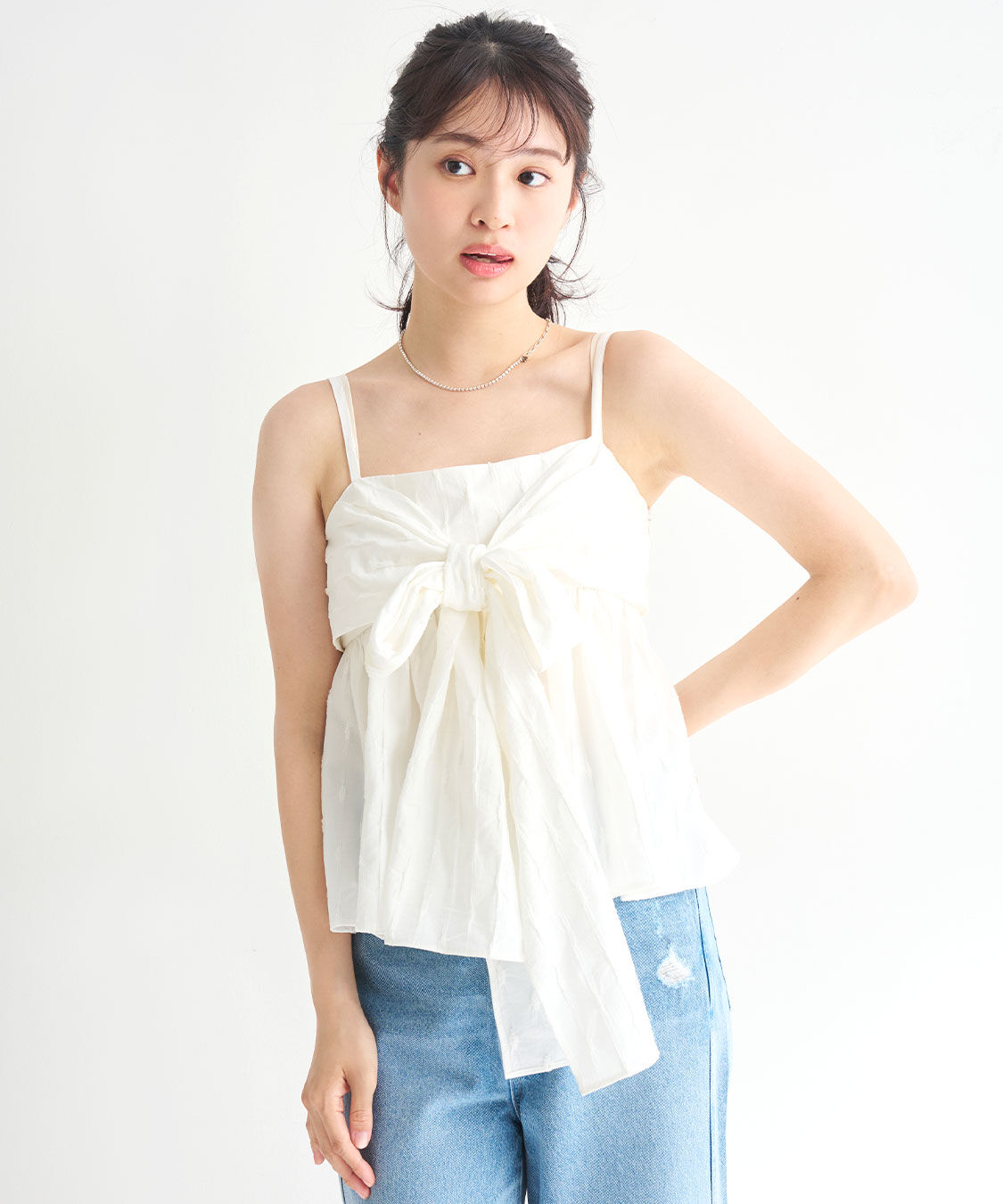 COCO DEAL「リボンペプラムジャカードキャミブラウス」|シャツ・ブラウス|