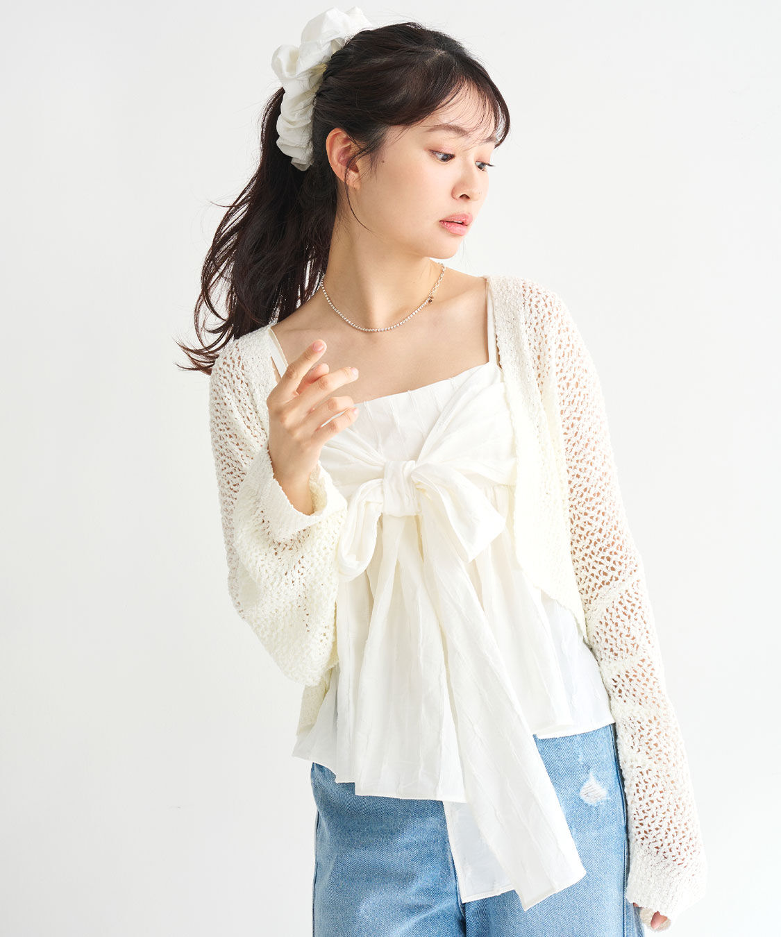 COCO DEAL「リボンペプラムジャカードキャミブラウス」|シャツ・ブラウス|